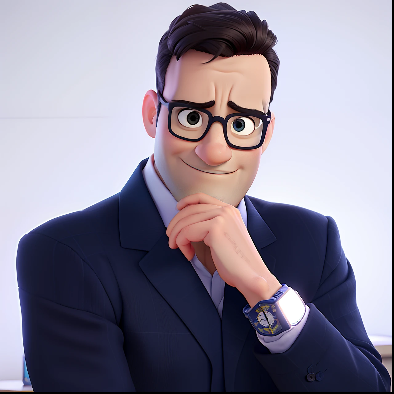 Estilo pixar, A psychologist in the office, illuminated by the light of a lamp, contra o pano de fundo de uma biblioteca, alta qualidade, melhor qualidade