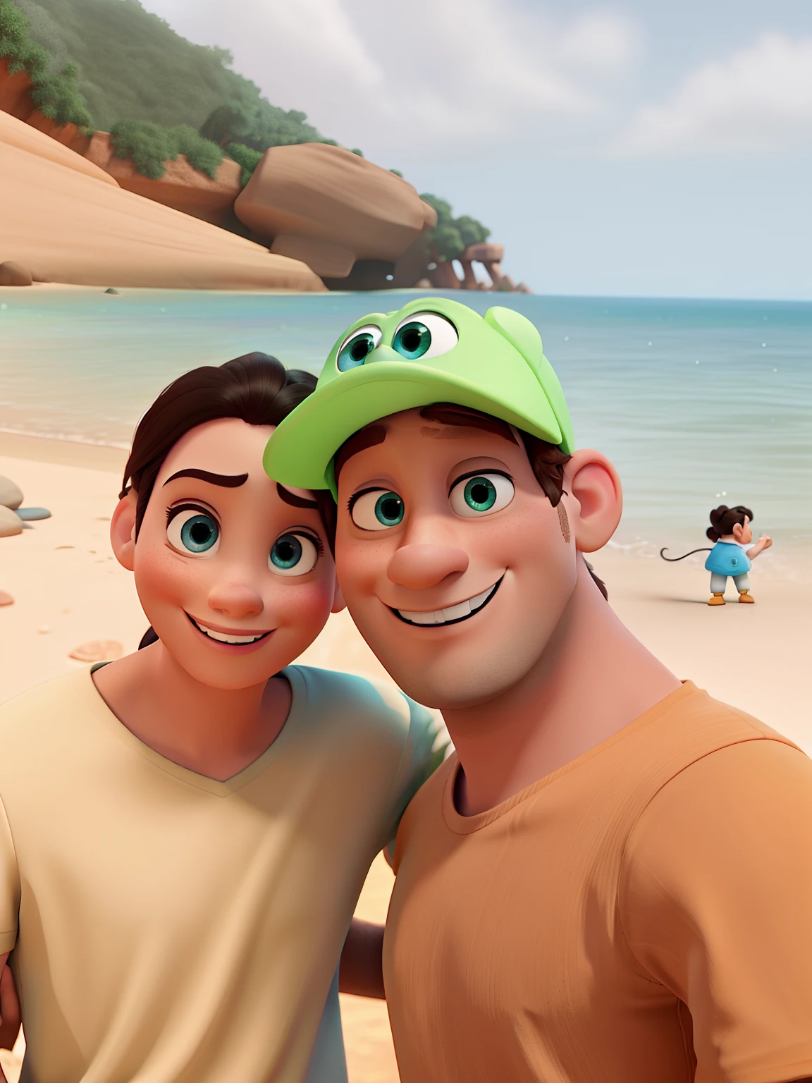 Disney e Pixar 4d Poster Casal, ultra-realista e ultra detalhista, Rostos muito perfeitos