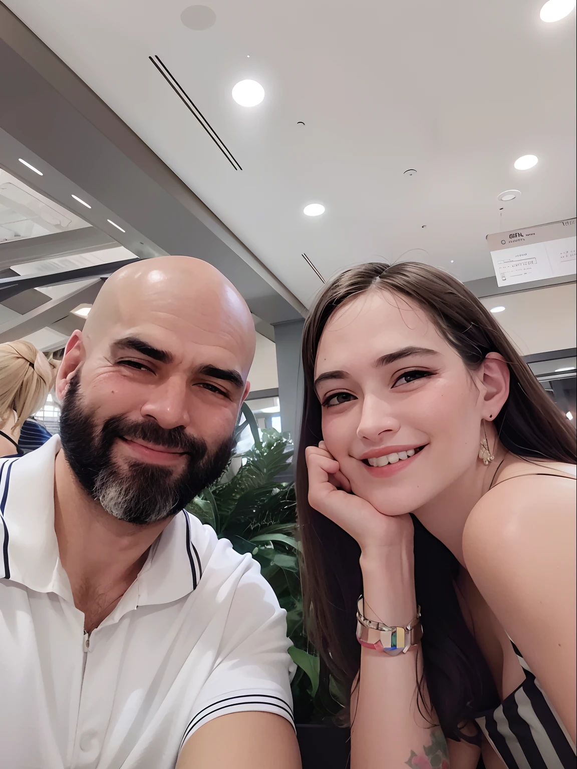 There is a man and a woman sitting at a table together, Directed by: Nandor Soldier, In Sao Paulo, com barba leonidas, Fotografia selfie 8k, Casal feliz, Postagem no Reddit, david rios ferreira, Lovely couple, Ayanamikodon e Irakli Nadar, Retrato tirado 8 K, 4 k post, Postagem 4k
