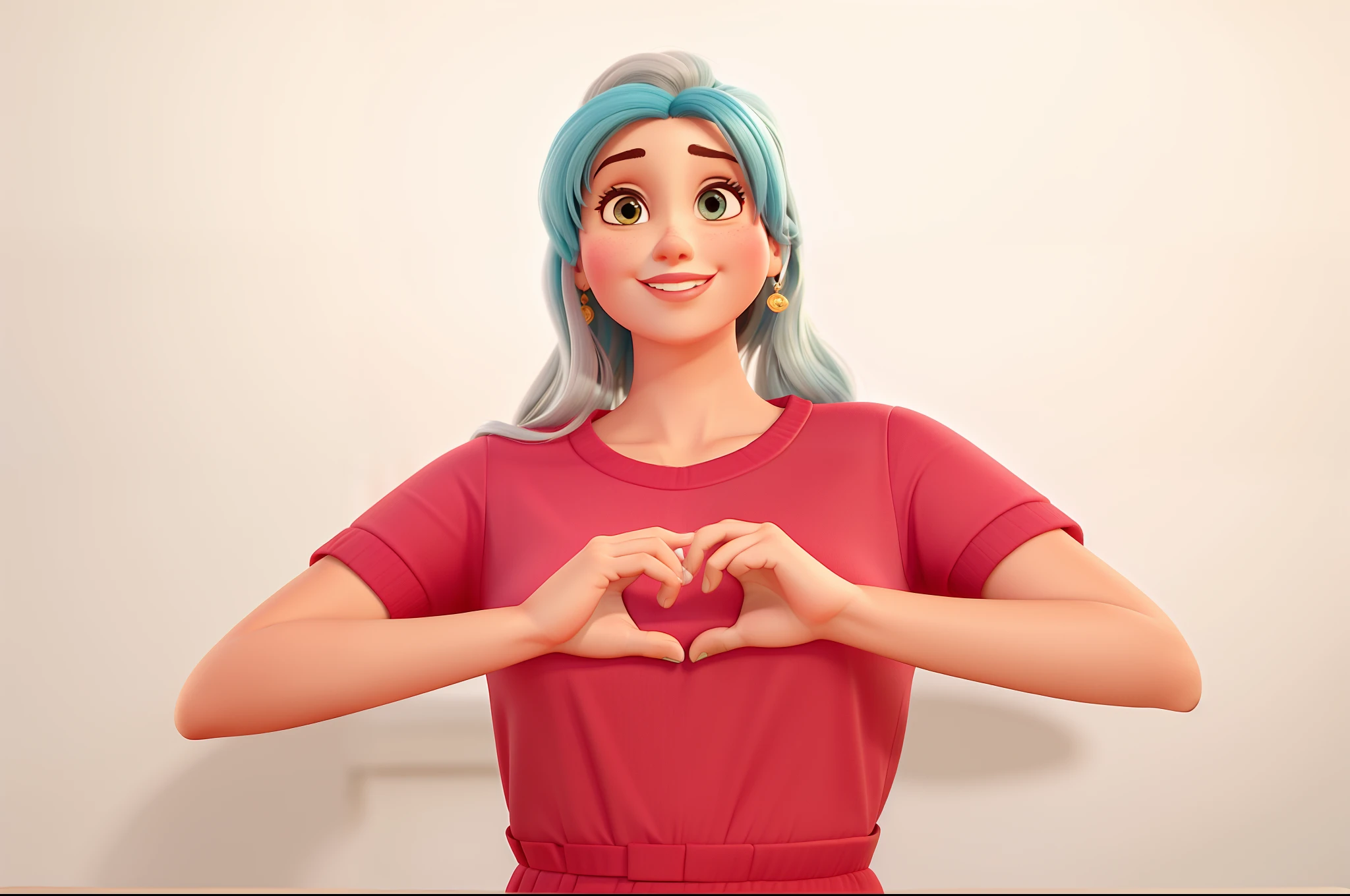 Mulher loira de olhoas azuis, igual aos filmes Disney Pixar