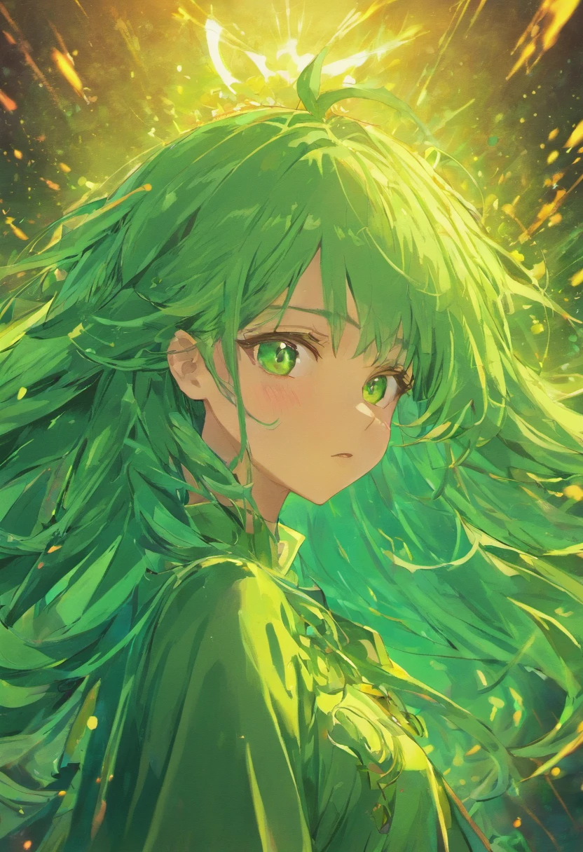 mulher de cabelo verde