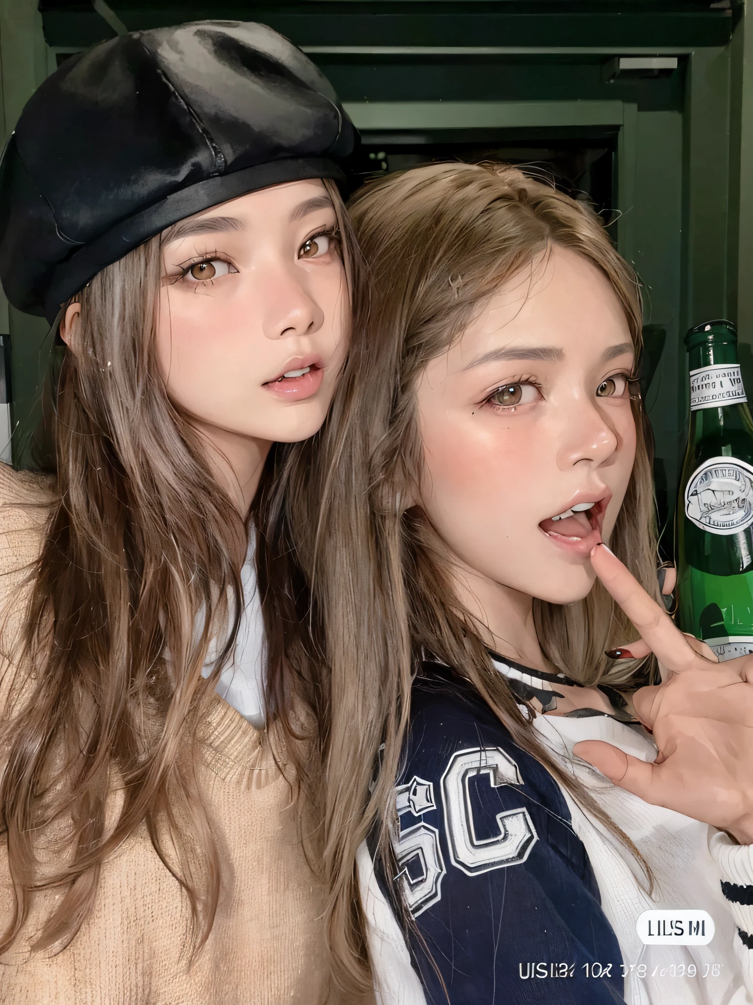 Two girls in hats and sweaters pose for a photo, Lalisa Manobal, ulzzang, dos chicas, Young people, Lalisa Manoban de Blackpink, Jossi de Blackpink, foto de perfil, Joven y lindo, Chicas lindas, 1 6 , buena joven, modelo Elisa Hess s de acquamodels