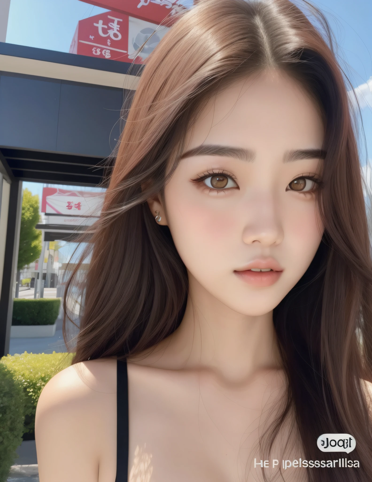 Un primer plano de una mujer con cabello largo con una blusa negra, maquillaje popular de Corea del Sur, maquillaje coreano popular, Joven y adorable rostro coreano, Hermosa mujer surcoreana, Hermosa joven coreana, Hermosa joven coreana, Beautiful aesthetic face, Wan adorable cara coreana, young cute wan asian face, Chica coreana, Rasgos de la cara coreana, Cara delicada y encantadora, ulzzang