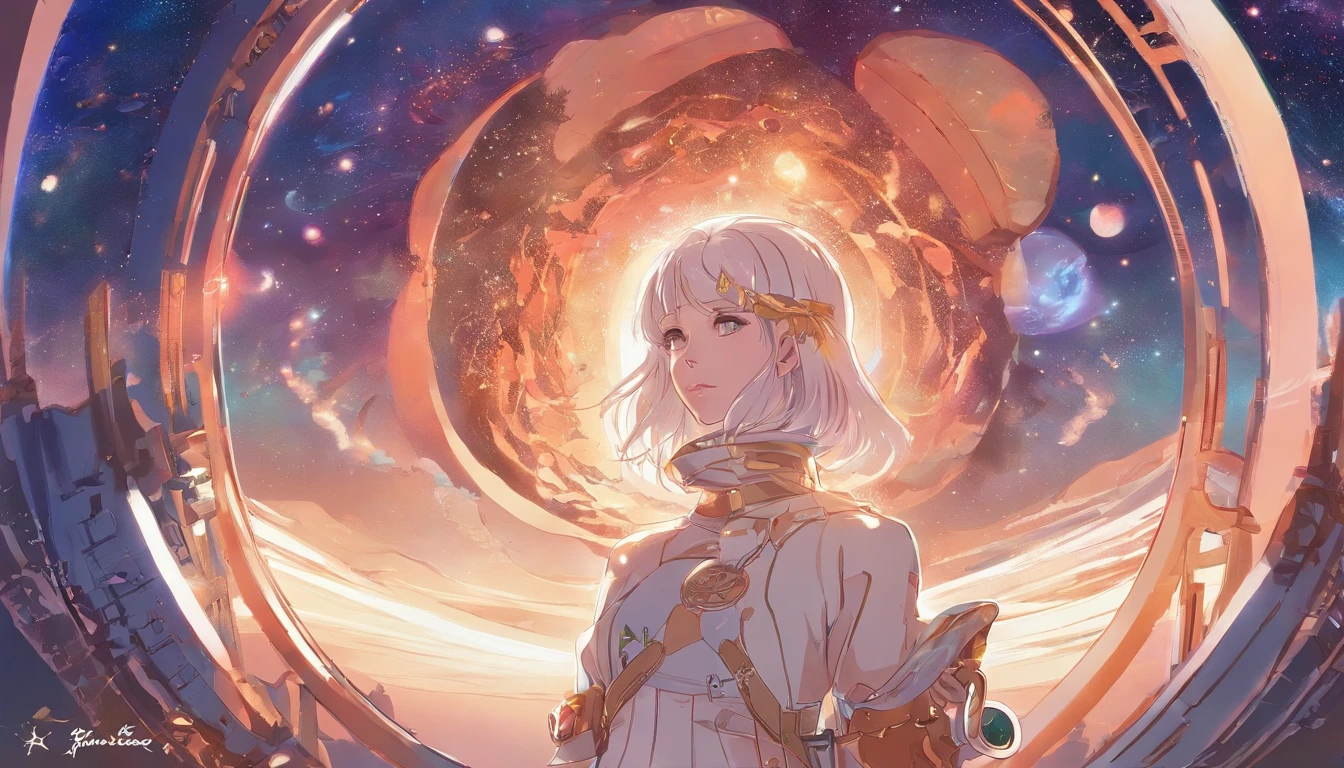 Anime Girl in space with text stop overthiking, dreamy psychedelic anime, esmagador, Elogio Artstyle, aesthetic award winning anime, Arte no estilo de Guweiz, arte em alta de anime, Transbordando, portrait anime space cadet girl, anime asthetic, anime inspiration, Arrogante, pixiv trending, anime aesthetic, ( ( Makoto Shinkai ) )