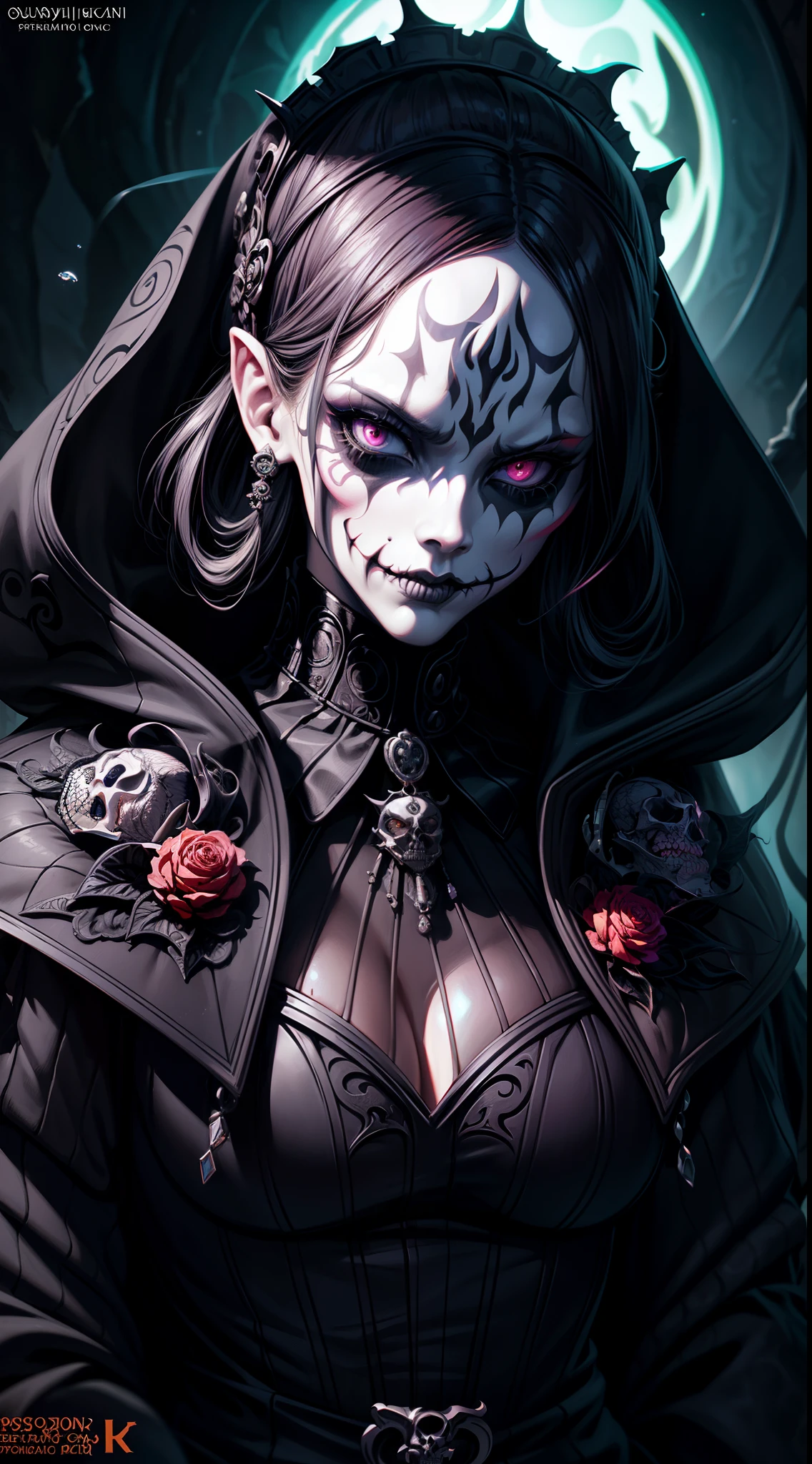 Skull joker girl demon concept art portrait by casey weldon, olga kvasha, miho hirano, hyperdetailed intricately detailed gothic art trending on artstation triadic colors unreal engine 5 detailed matte painting, deep color, fantastical, intricate detail, splash screen, complementary colors, fantasy concept art, 8k resolution, gothic deviantart masterpiece