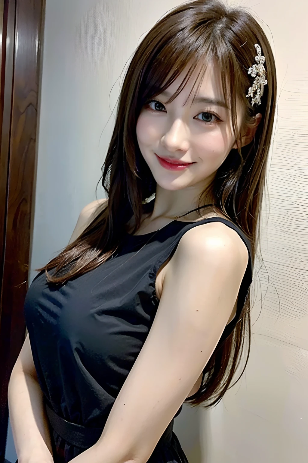 18-year-old high school girl in silver swimsuit(H-cup breasts)