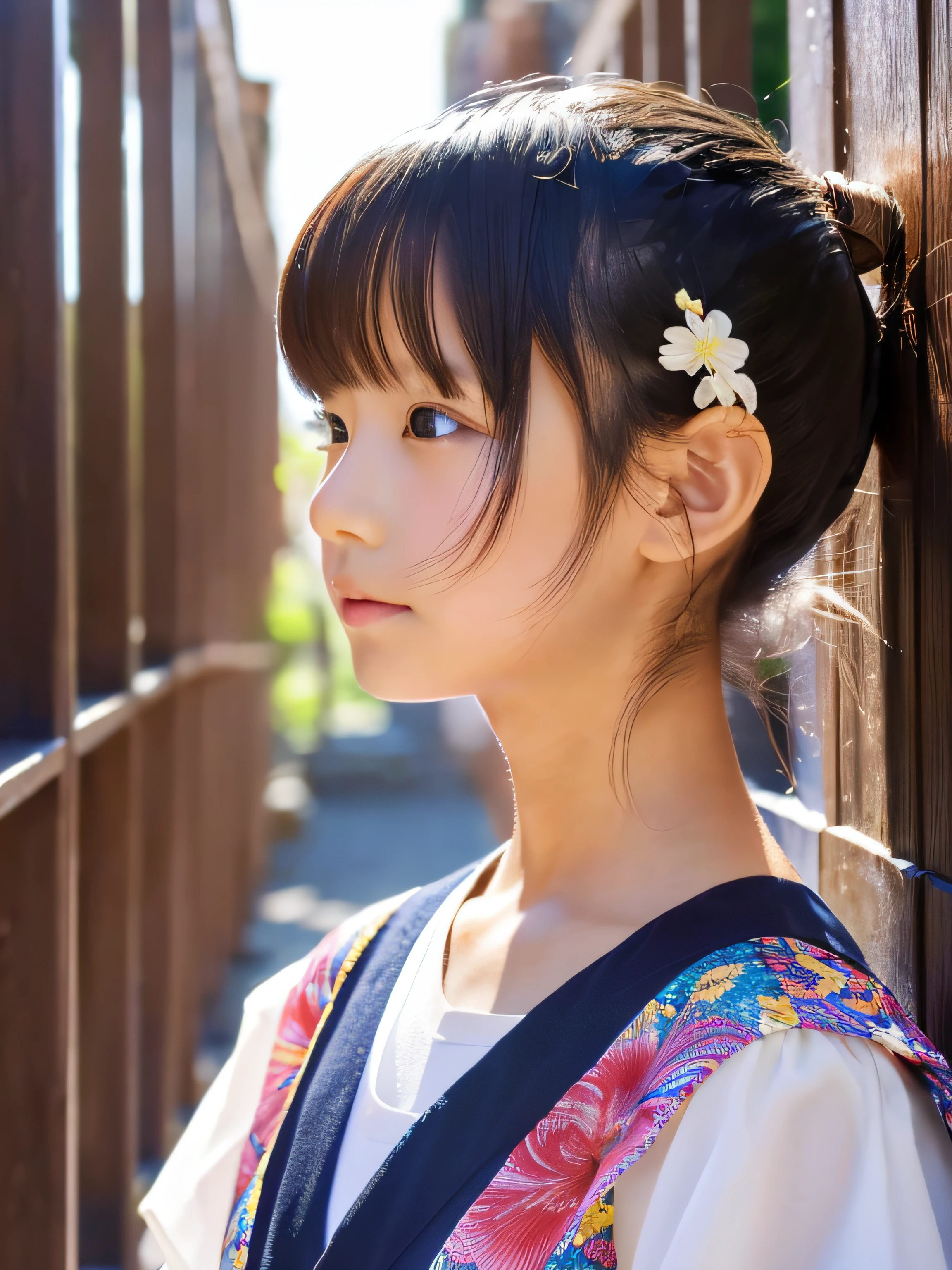 A close up of a young girl with a flower in her hair - SeaArt AI