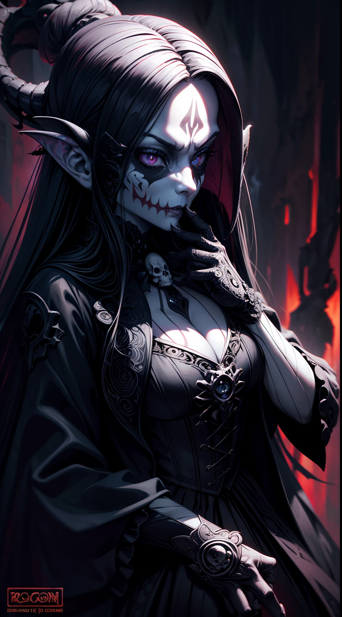 Skull joker girl demon concept art portrait by casey weldon, olga kvasha, miho hirano, hyperdetailed intricately detailed gothic art trending on artstation triadic colors unreal engine 5 detailed matte painting, deep color, fantastical, intricate detail, splash screen, complementary colors, fantasy concept art, 8k resolution, gothic deviantart masterpiece