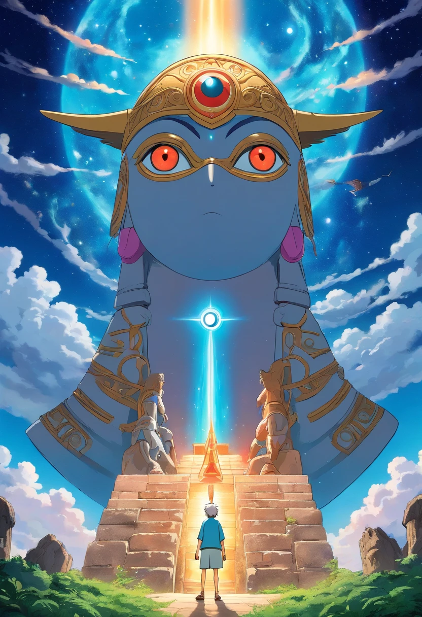 The god of the universe and the giant eye of Horus behind it