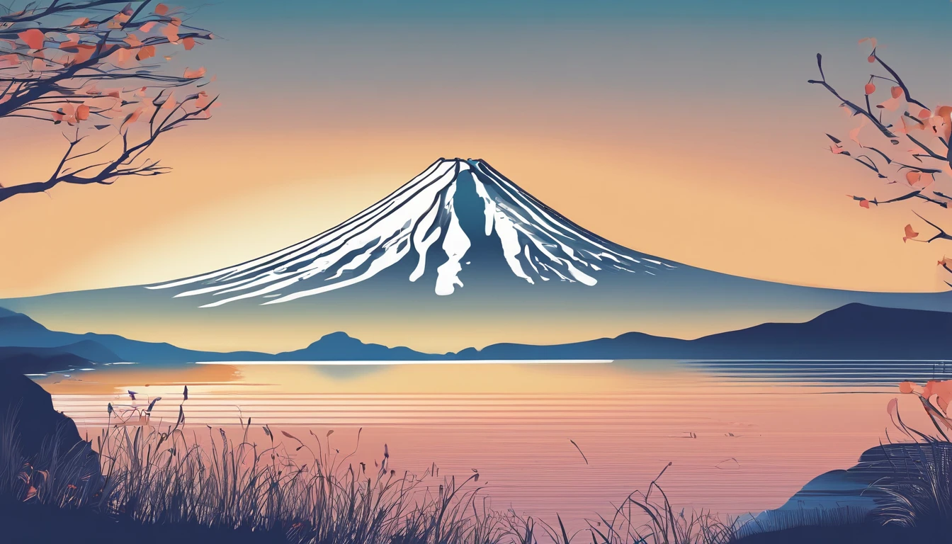 Mt fuji、morning glow、grand、Dynamic landscapes、midwinter、a picture、realisitic