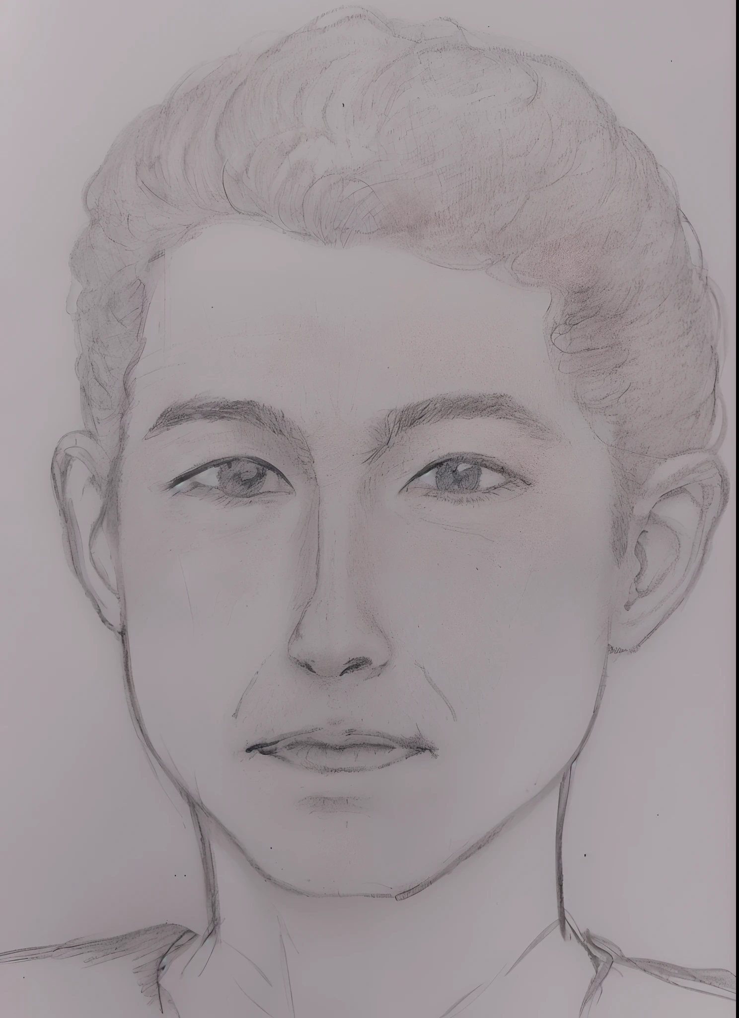 Japan male in his 30s、Hair is a natural perm、darken the skin tone of the face,,,,,,,、Do not change the contours of the face in the original image、Clarify facial expressions。Open your eyelids wide and smile。Slightly inflate the cheekbones。Humanize