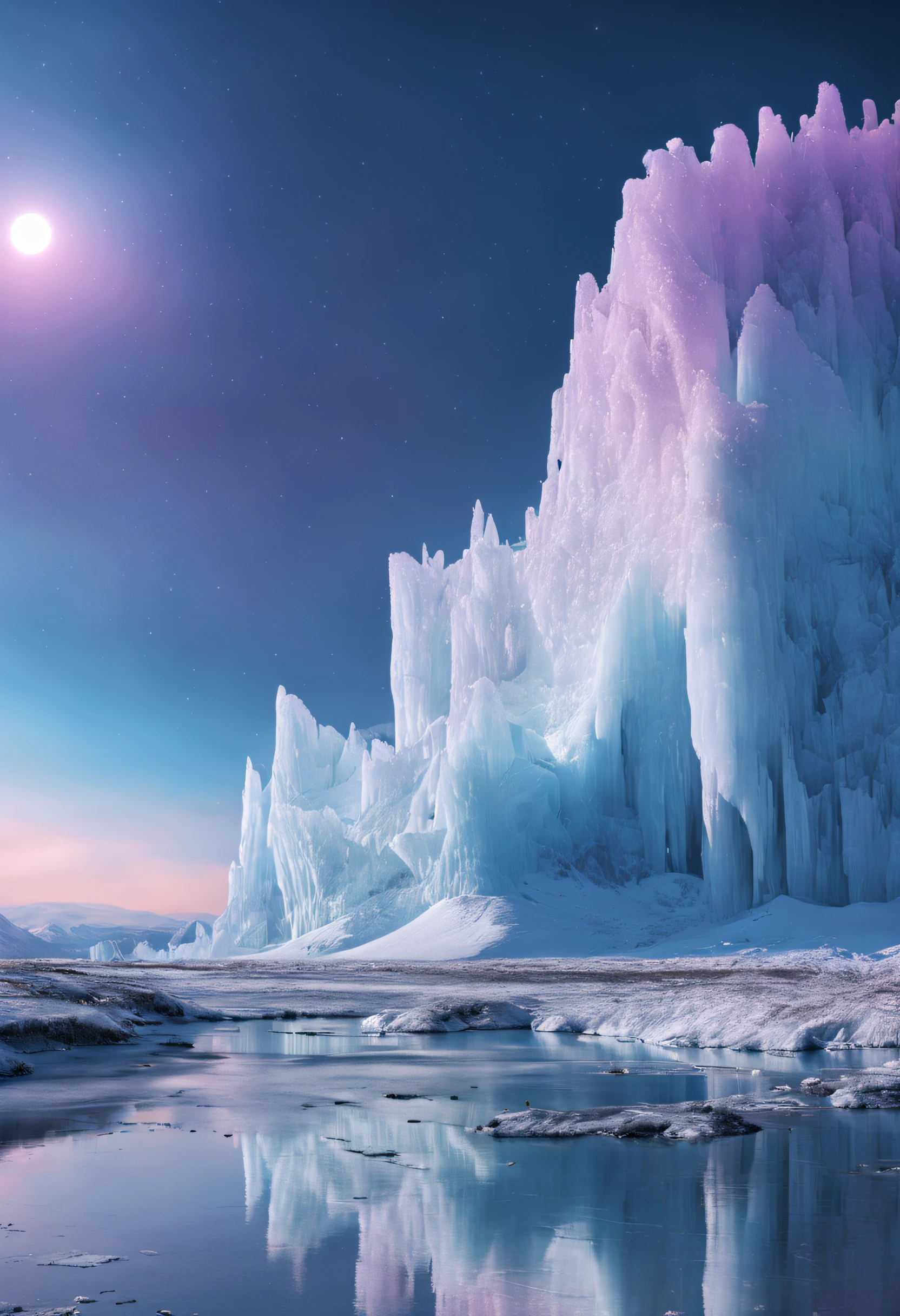 Live Action、very real、Ice cliffs、Iridescent sky、intergalactic