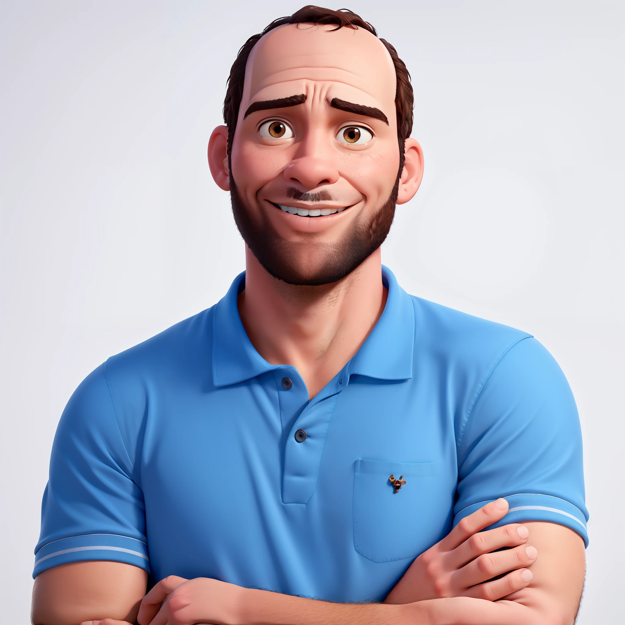 Um homem calvo, inspirado na Disney pixar