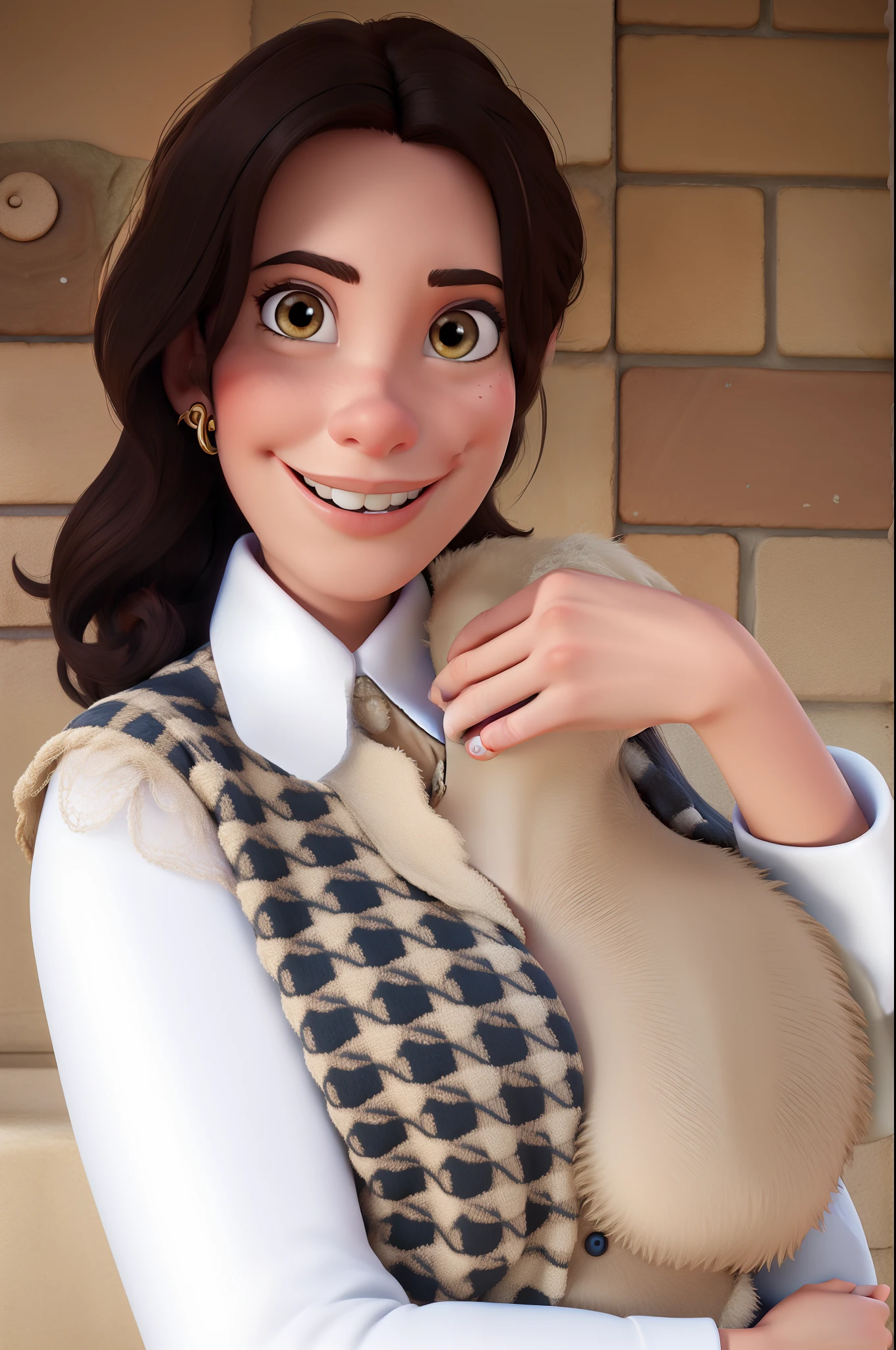 disney pixar style poster brunette woman high quality