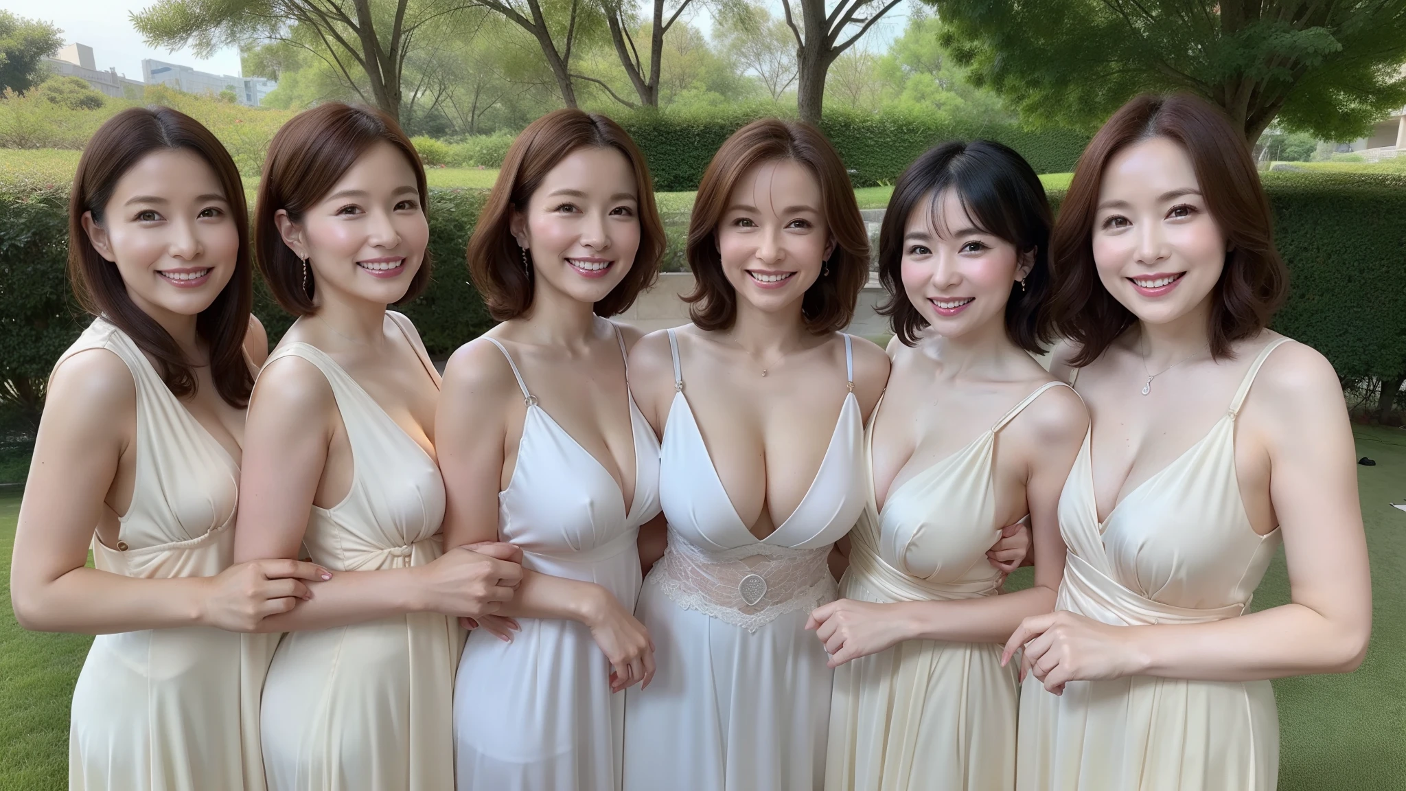 Mature and attractive woman、3 people、whm、underdressing、Bigboobs、A smile、tmasterpiece、top-quality