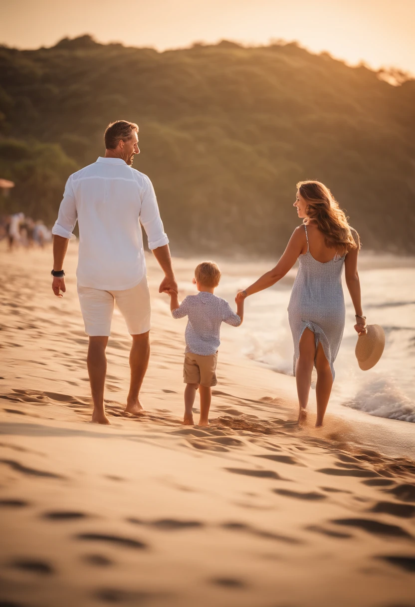 (best quality,highres),(vivid colors),(bright lighting),(family vacation),(beach),(excited),(sand),(water),(father),(mother),(son)