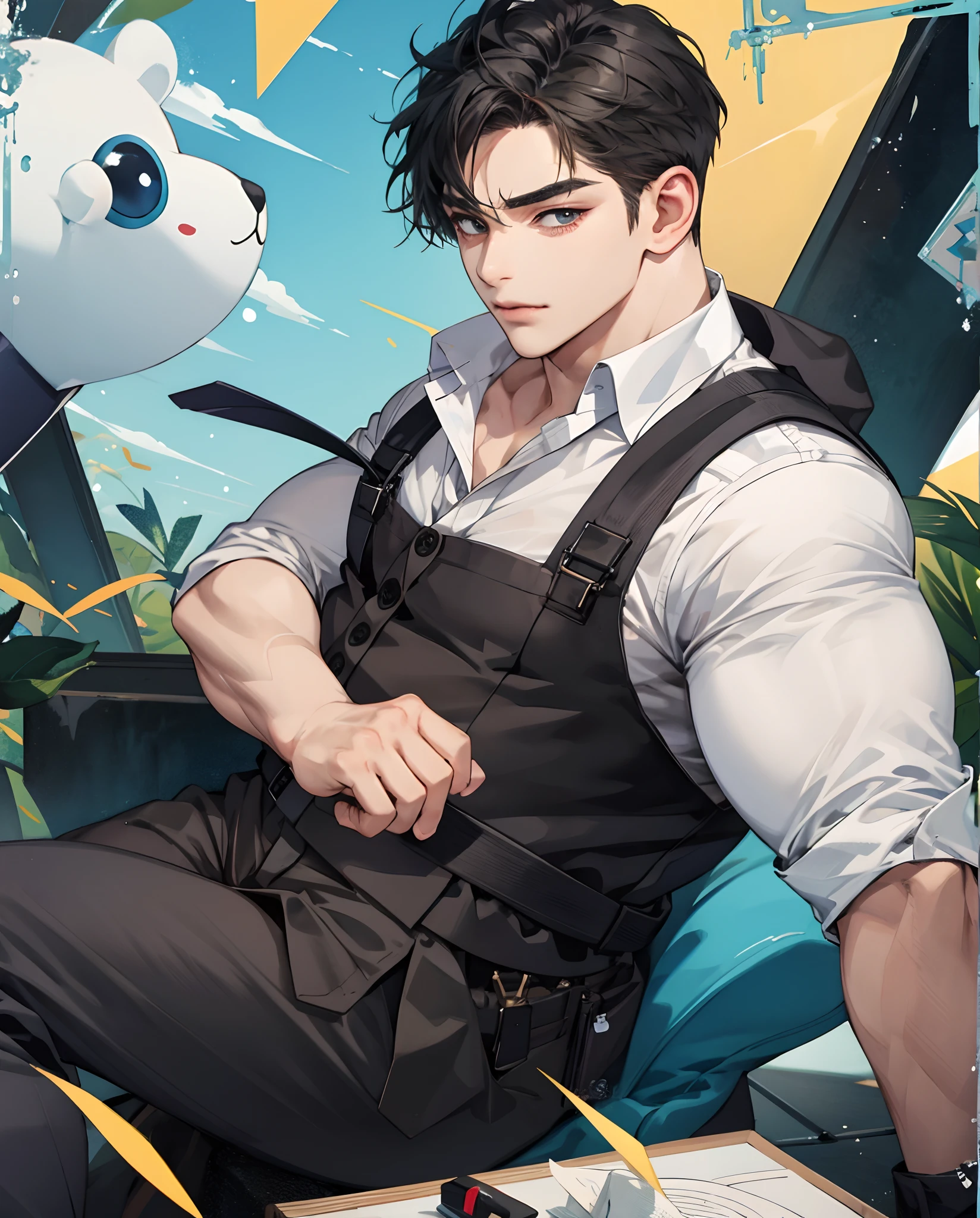 Fat little boy....,kawaii,masculine, And a lovely gesture...., Detailed faces without errors.