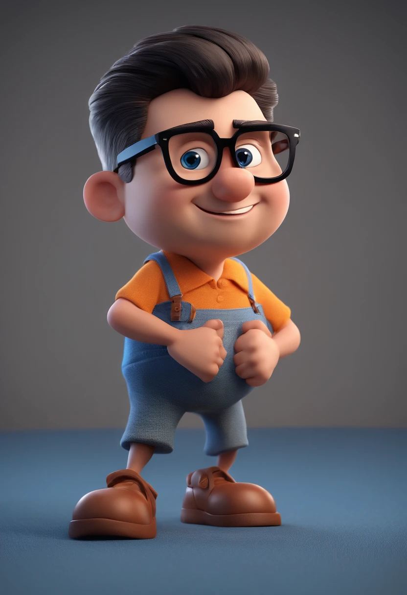 Cartoon character of a man with black glasses and a blue shirt, animation character, Caractere estilizado, animation style rendering, 3D estilizado, Arnold Maya render, 3 d render stylized, toon render keyshot, Personagem 3D, Personagem 3D, 3d rendering stylized, 3 d character render, personagem de desenho animado, Personagem de close up, Pose de personagem, (Estilo Pixar) (master part:1.2) (Bokeh) (best quality) (pele detalhada) (textura detalhada) (8k) (argila) (Cinematic lighting) (foco nítido