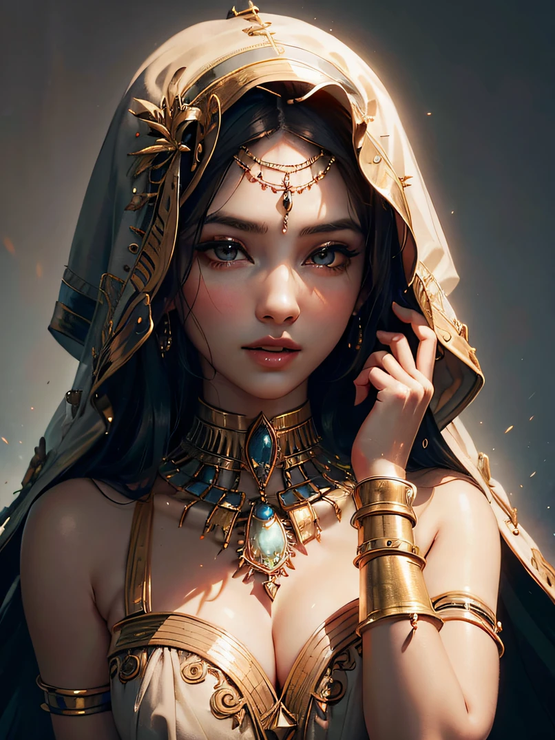 foto do rosto do retrato bela mulher com pele bronzeada, as an Egyptian goddess, vagando cintura profunda no nilo, (obra-prima) (melhor qualidade) (detalhado) (8k) (HDR) (papel de parede) (cinematic lighthing) (foco nítido) (intrincado)[ Style-Hamunaptra]