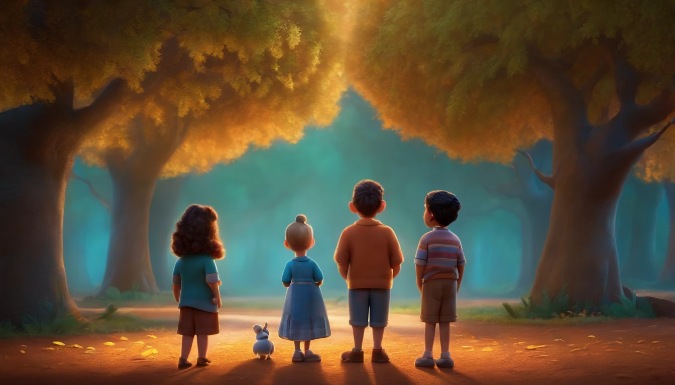 A Disney Pixar-inspired movie: three friends standing still