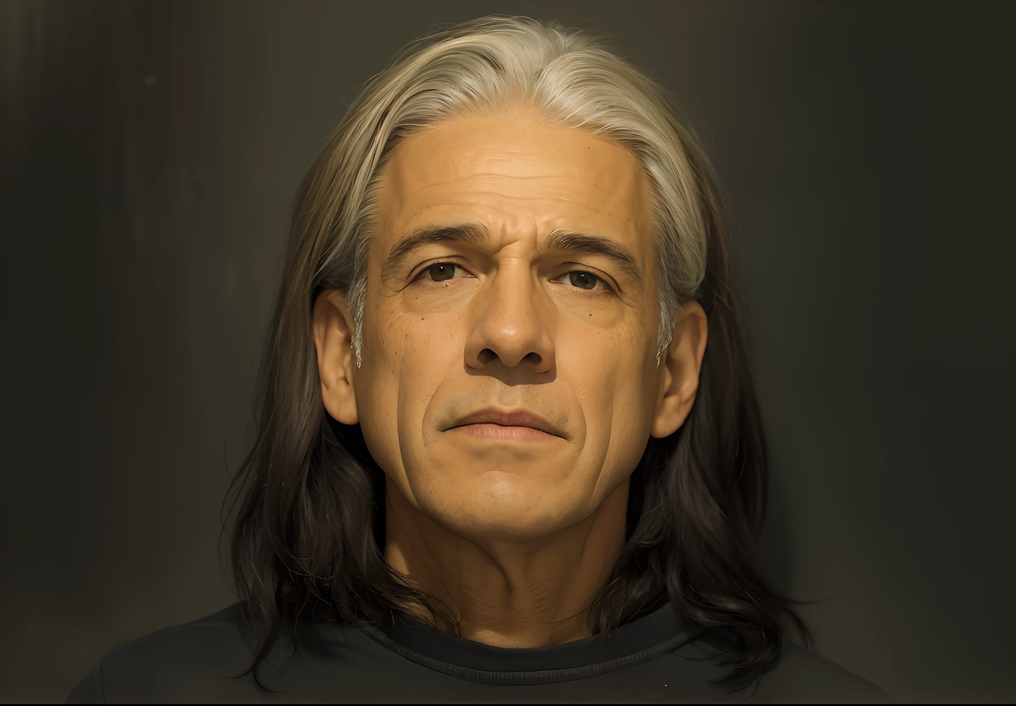 Gere um retrato altamente detalhado e realista de um homem de 48 anos chamado Andre, estilo pixar, Andre has tanned skin with subtle lines from outdoor display, Deep-set, dark brown eyes that reflect determination, cabelos castanhos escuros e grisalhos, e uma barba bem cuidada, His facial expression is one of silent strength. The image should capture the essence of a man.