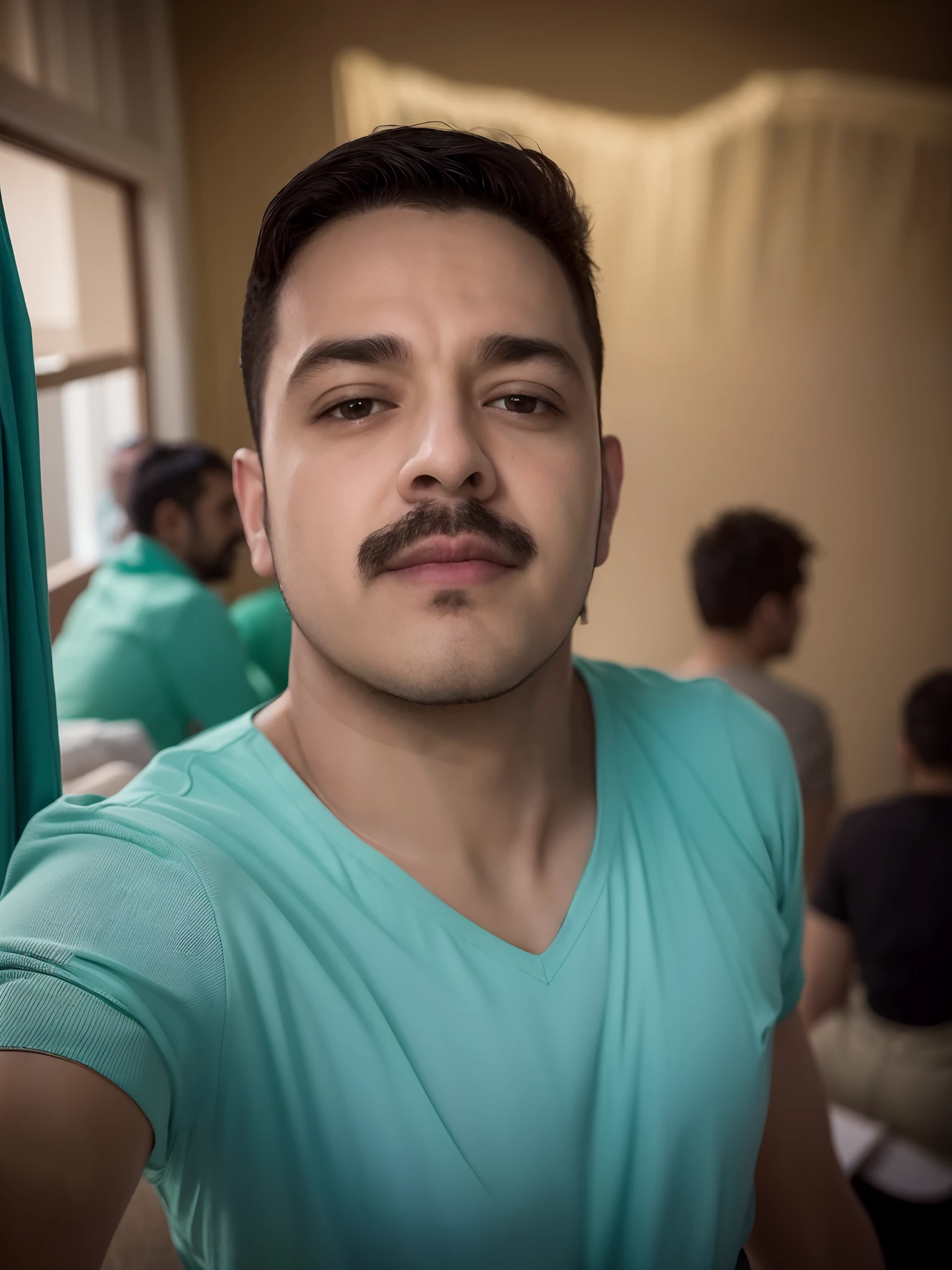 Homem de camisa azul tirando uma selfie em um banheiro, Fotografia selfie 8k, selfie de um homem, rosto raspado limpo, sem barba, rosto largo raspado limpo, foto de perfil profissional, foto de perfil headshot, sem barba e bigode, barbeado limpo!, sem bigode, foto portait foto de perfil, restolho raspado, Aykut Aydogdu