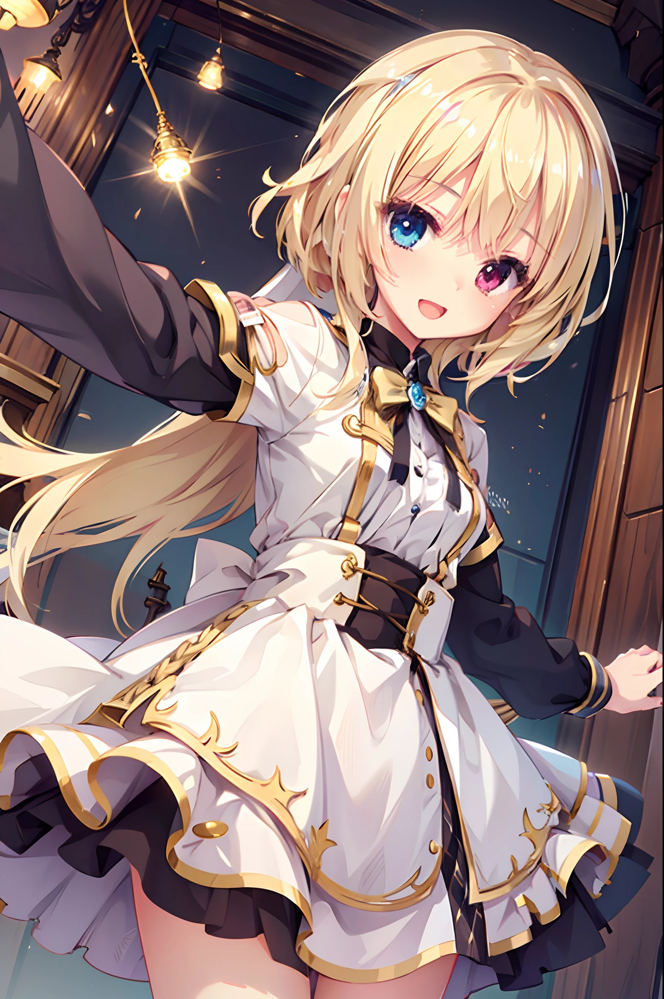 One Girl,Smile with open mouth,blondehair,Princess Knight,Heterochromia,Top image quality,Best Quality