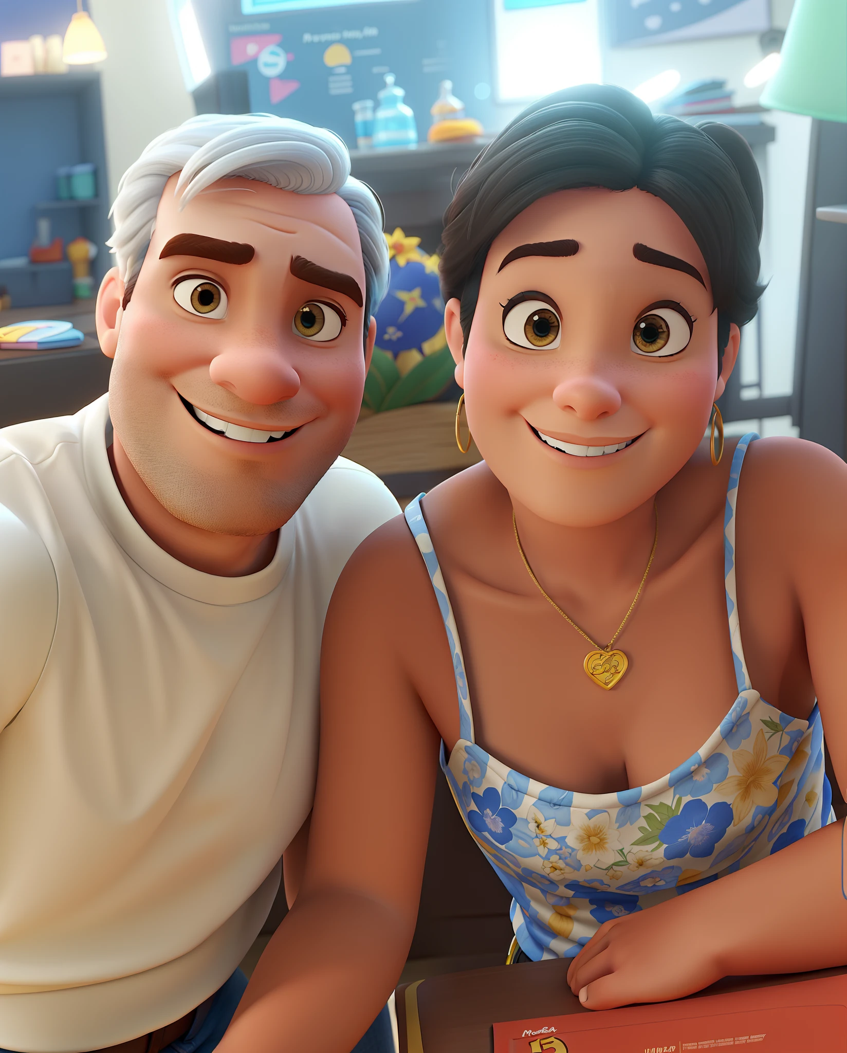 Um homem e uma mulher estilo poster 3d Disney pixar, alta qualidade, melhor qualidade