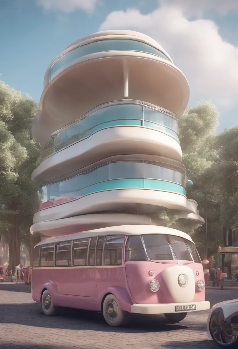 prompt Art sci-fi cyberpunk British bus, macaron color, cute Disney cartoon style, Q version character design, toy design, figure, big eyes. [Scene] Background, resin material, 3D, C4D, PBR, Illusion Engine 5, octane rendering, noise reduction details, realistic texture, film, white marble resin art, high stone mural resolution, billion pixels, color matching, decoration, enhance --v 5.1 --style raw -
