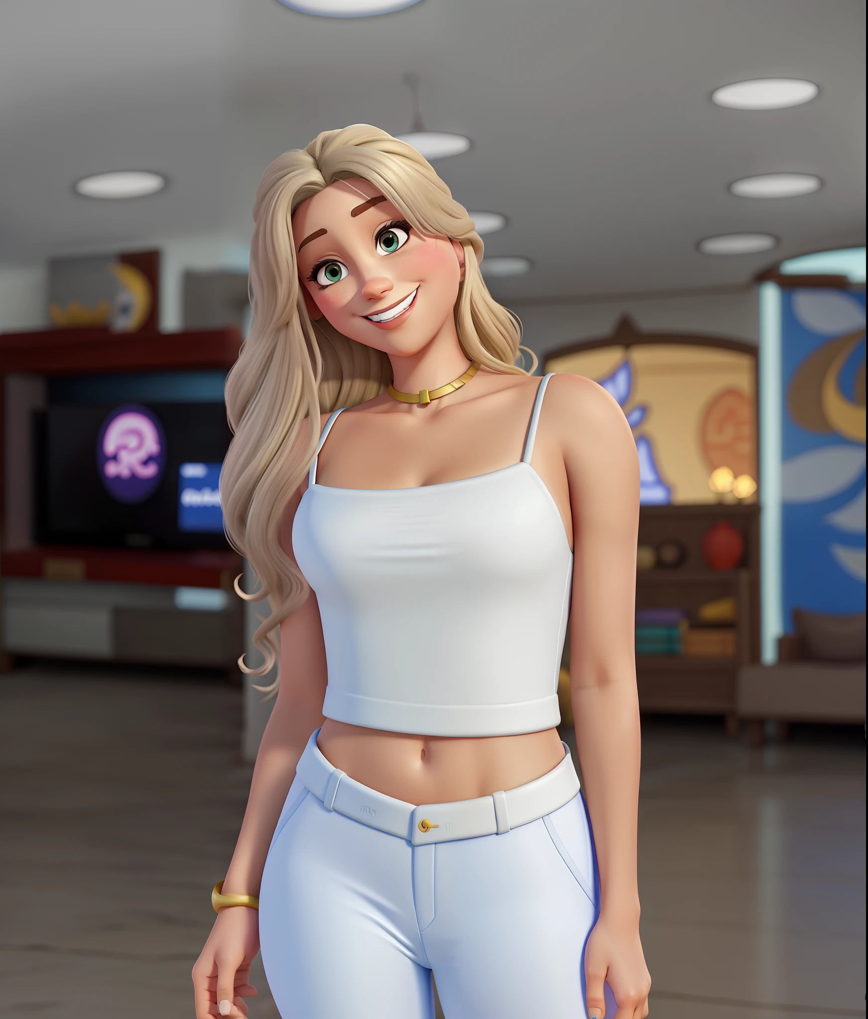 uma mulher branca estilo Disney pixel, alta qualidade, melhor qualidade.