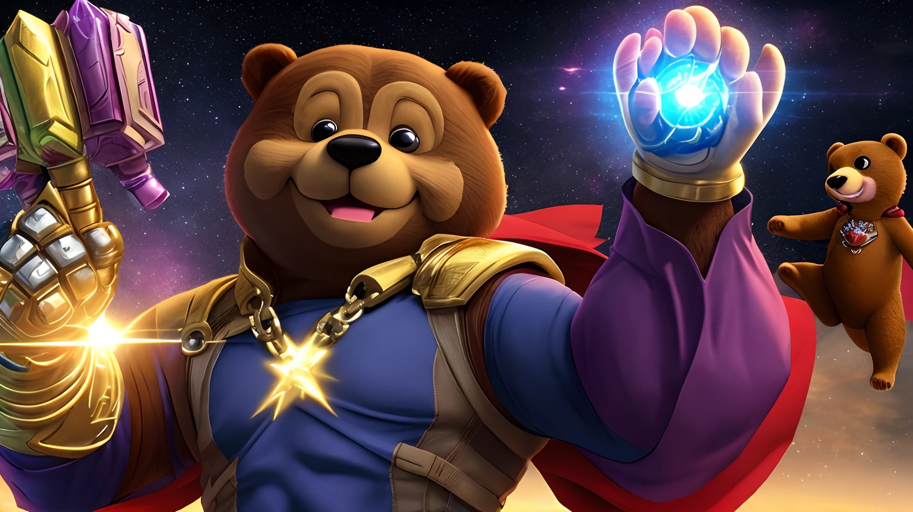 Yogi Bear with the Infinity Gauntlet and is about to snap
