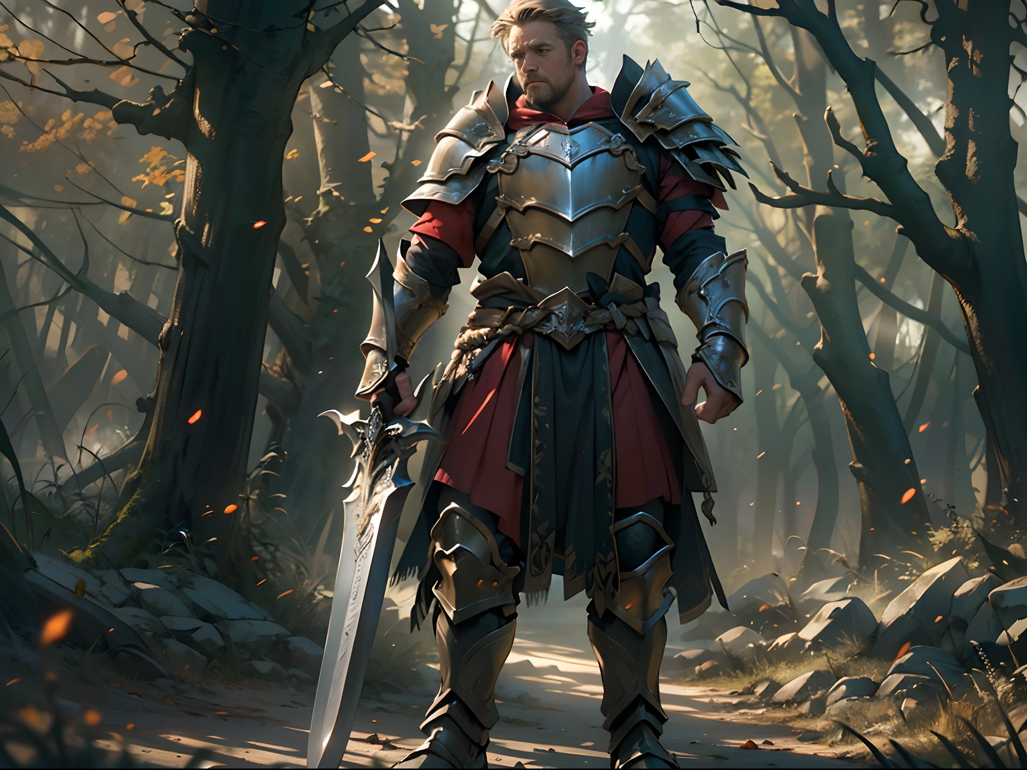 Guild wars,top-quality、softlighting、(depth of fields)、超A high resolution、(Photorealsitic:1.4)、RAW photography、(porate:1.4),On the battlefield,Russell Crowe(Russell Ella Crowe)played by General Maximus(cinematic ligh:gladiator),(Hairstyles:Short dark brown hair,Small waves),(Wearing:Silver armor,red capelet,(rendering by octane, illusory engine, Highly detailed, iintricate,)), Fight on the battlefield,Scenes of fighting enemies,(Angry,Brave,intense battles,),8K, High definition, Detailed face, Detailed eyes,Hyper-realistic, + cinema shot + Dynamic composition, Incredibly detailed, Sharpen, Details + Superb details + perfectionism + award winning realism ((Moody lighting)),Vintage style,Correct anatomy,(Scenes:Winter cold forest,battlefiled,Flying flames,),((Masterpiece,Best quality)), ((Cinematic light)), Ultra photo realsisim, fearsome, Dark fantasy, epic realistic, Faded, ((com cores neutras)), (hdr:1.5), (pastel colour:1.2), ultra - detailed, (Art Station:1.5), Cinematic, Light effect, Dramaticlight, (Intricate details:1.1), the complex background, (greg rutkovsky:0.8),,Knights、Full body armor、big sword、a shield、Red cape、 Fierce, epic, Cinematic composition,