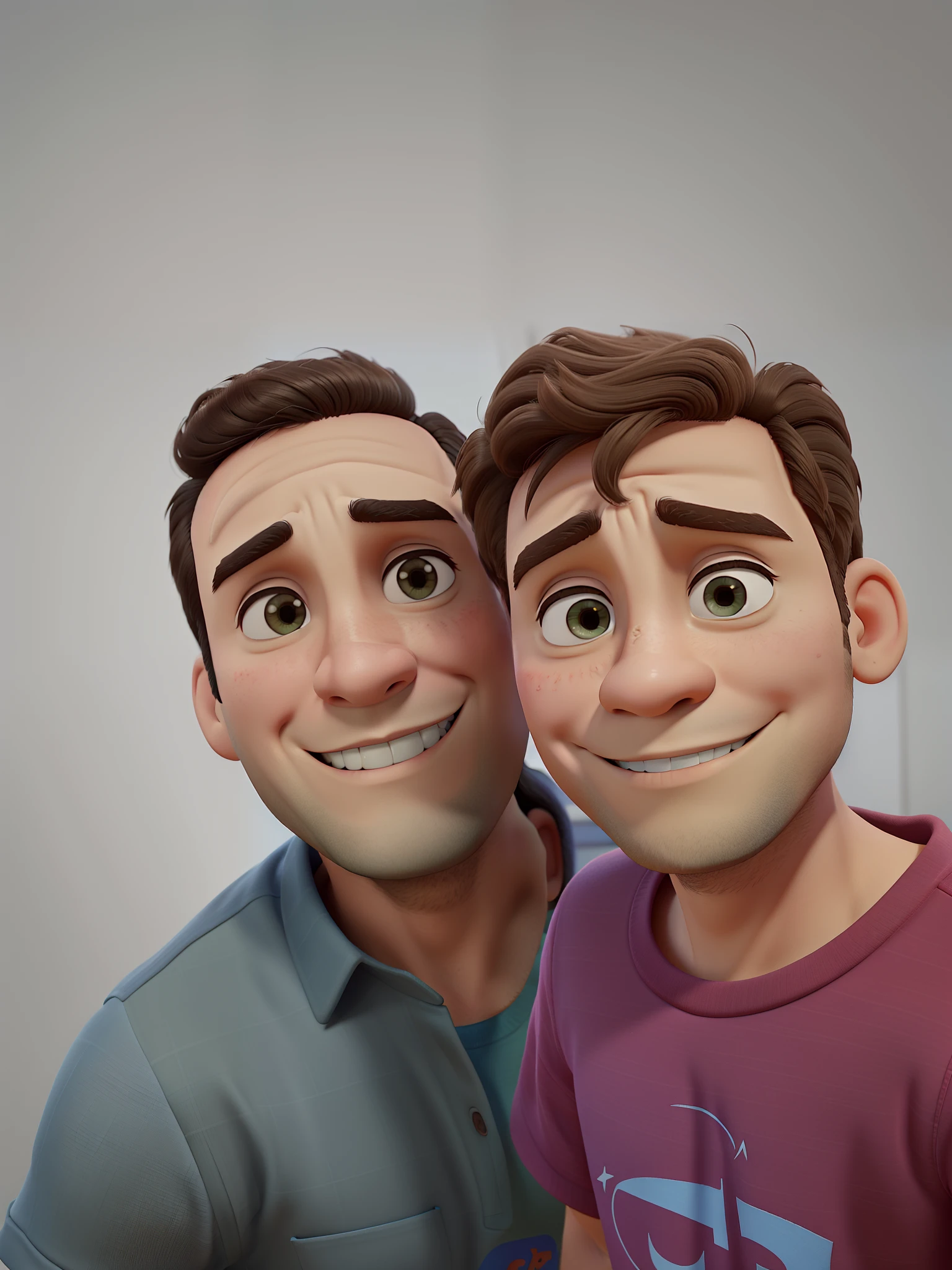 Pai com 35 anos e filho com 4 anos, os dois brancos, estilo Disney Pixar, alta qualidade, melhor qualidade