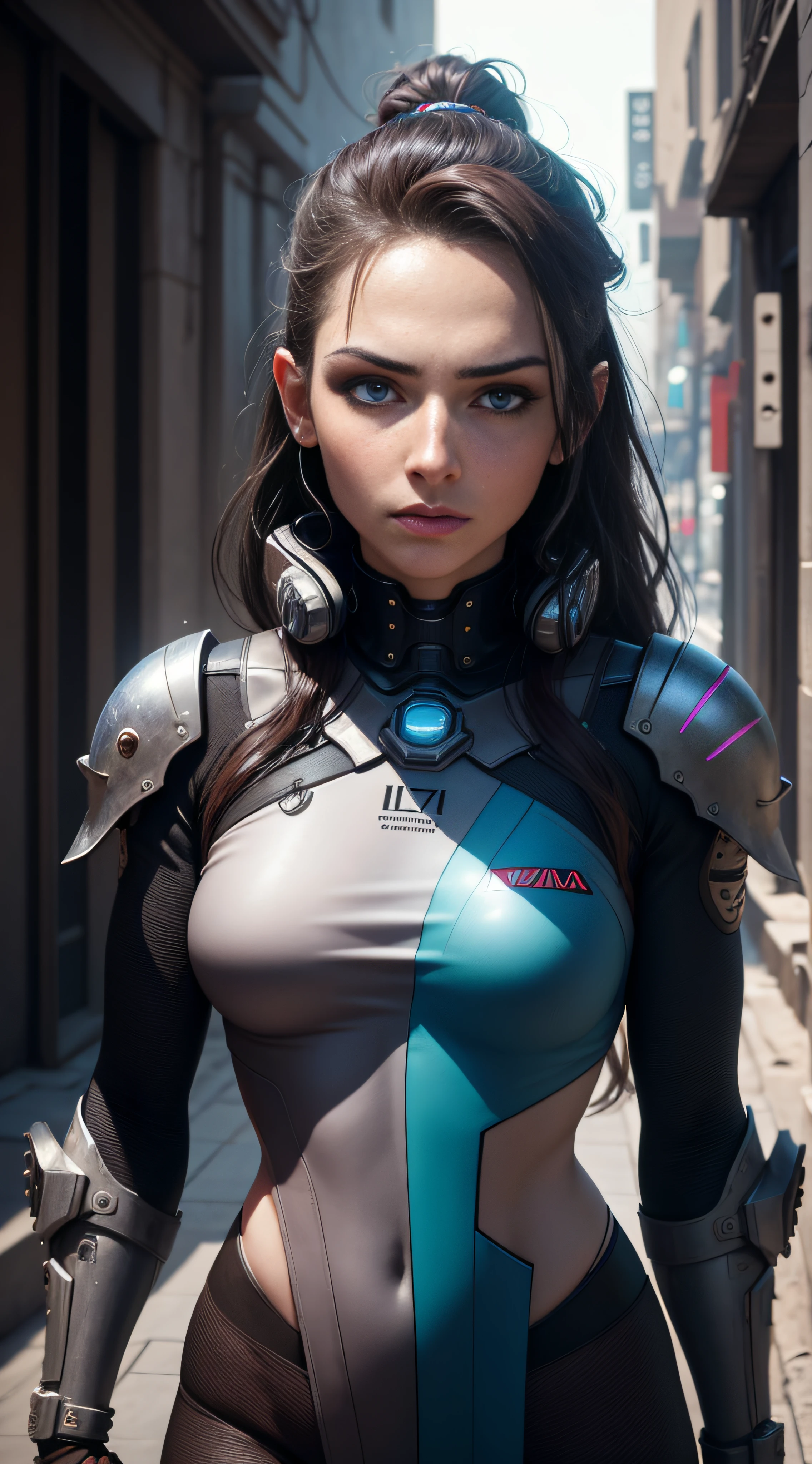 Argada woman with freckles and blue eyes standing in front of a wall, Cinematic realistic portrait, 8k portrait render, realistic face moody lighting, arte cyberpunk ultrarrealista 8k, estilo cyberpunk hiper-realista, foto retrato suave 8 k, 8 k arte digital realista, estilo cyberpunk ， hiper-realista, Arte digital realista 4K, Arte digital realista 4K
