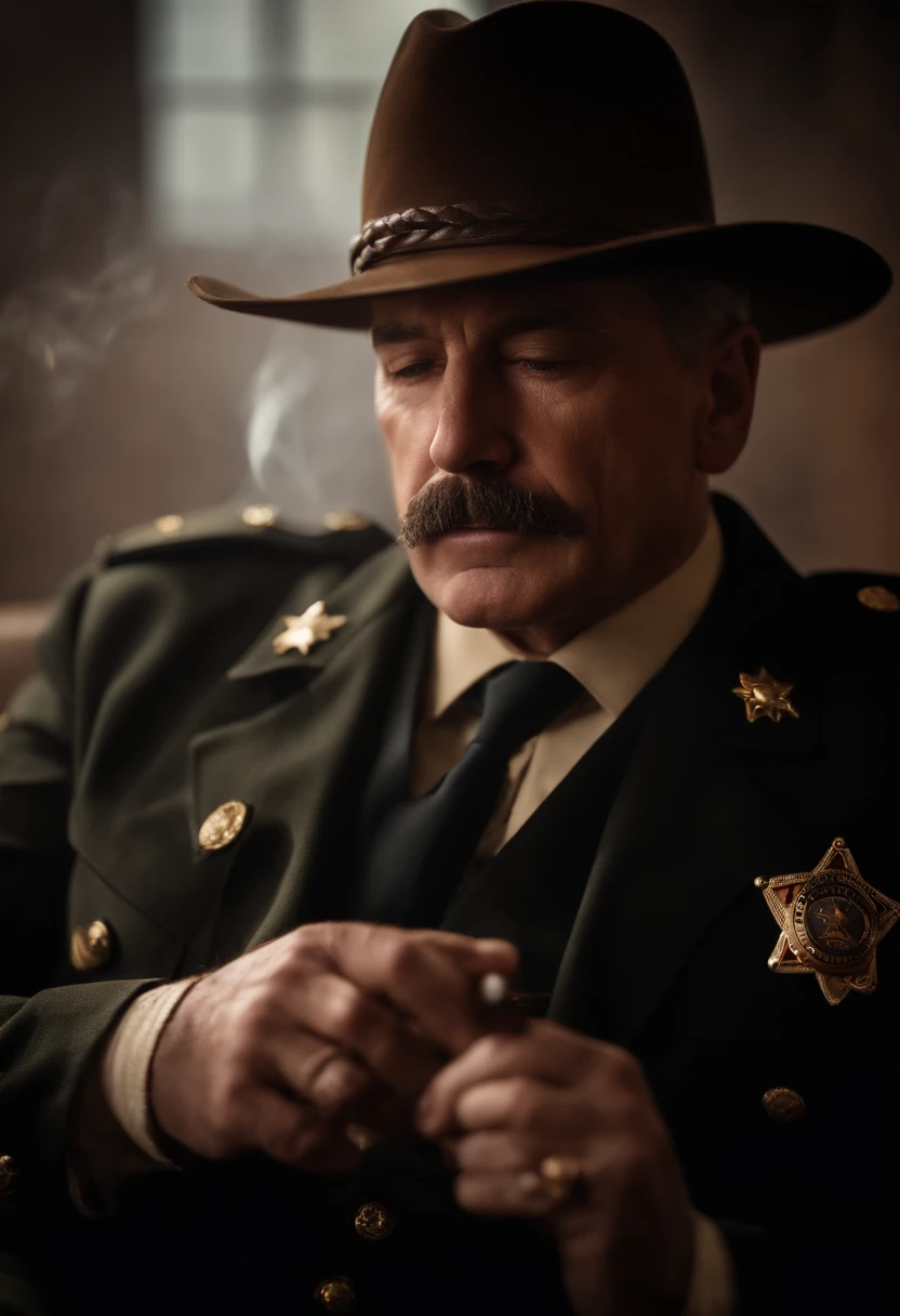 Portrait of a sheriff smoking a cigar