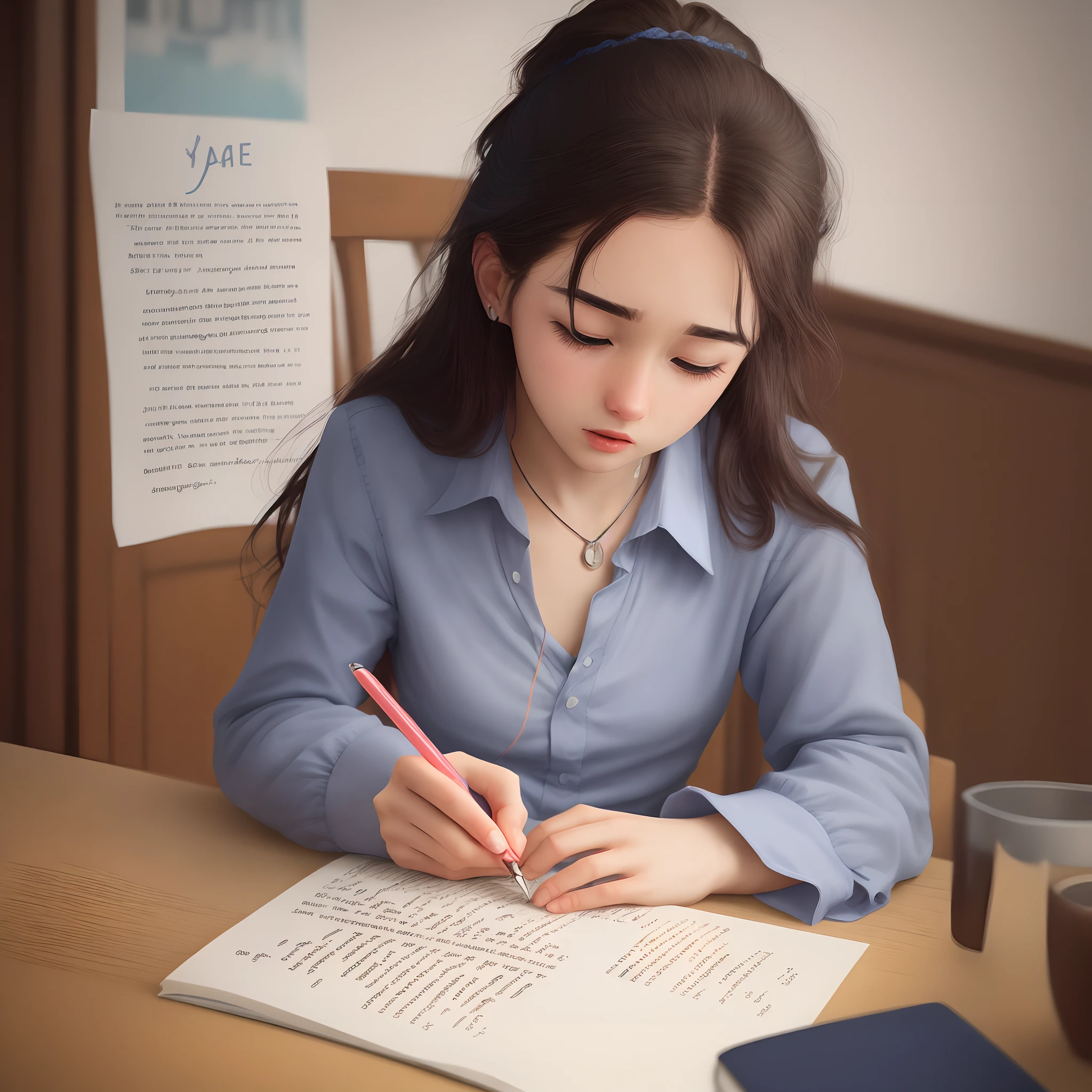 Someone writing Yale university essays while stressed