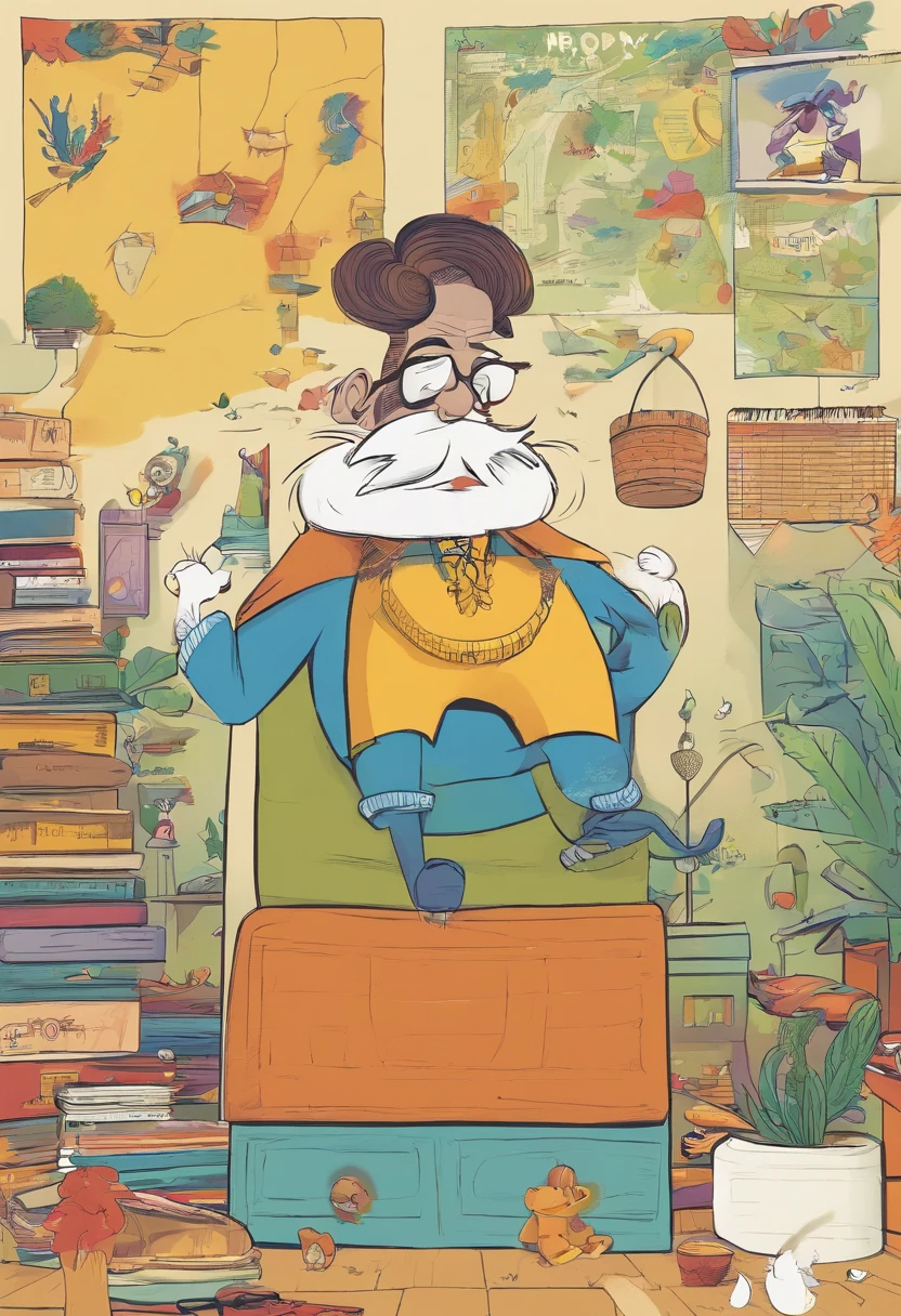 Criar um cartaz de filme com o nome "Pedro", Estilo Disney Pixar Com um homem com muito curto, cabelos loiros cinzas. rosto fino. preto, square prescription glasses and a black T-shirt. arms crossed, olhos verdes acinzentados, com um pouco de barba e bigode da mesma cor do cabelo. In a white room with several bunk beds.