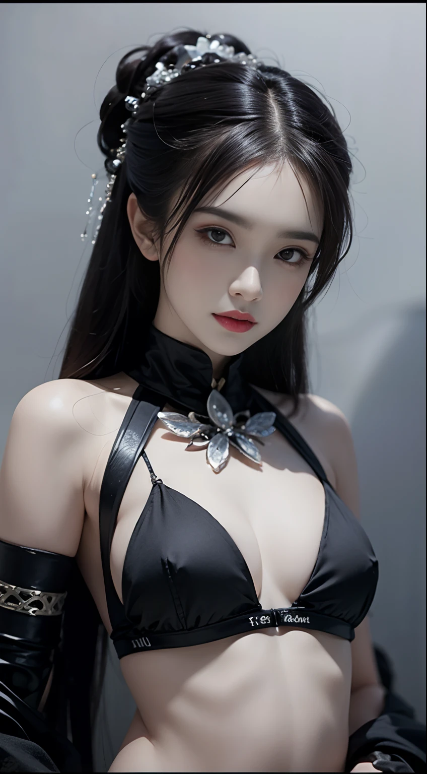 1female,Black and white skin texture