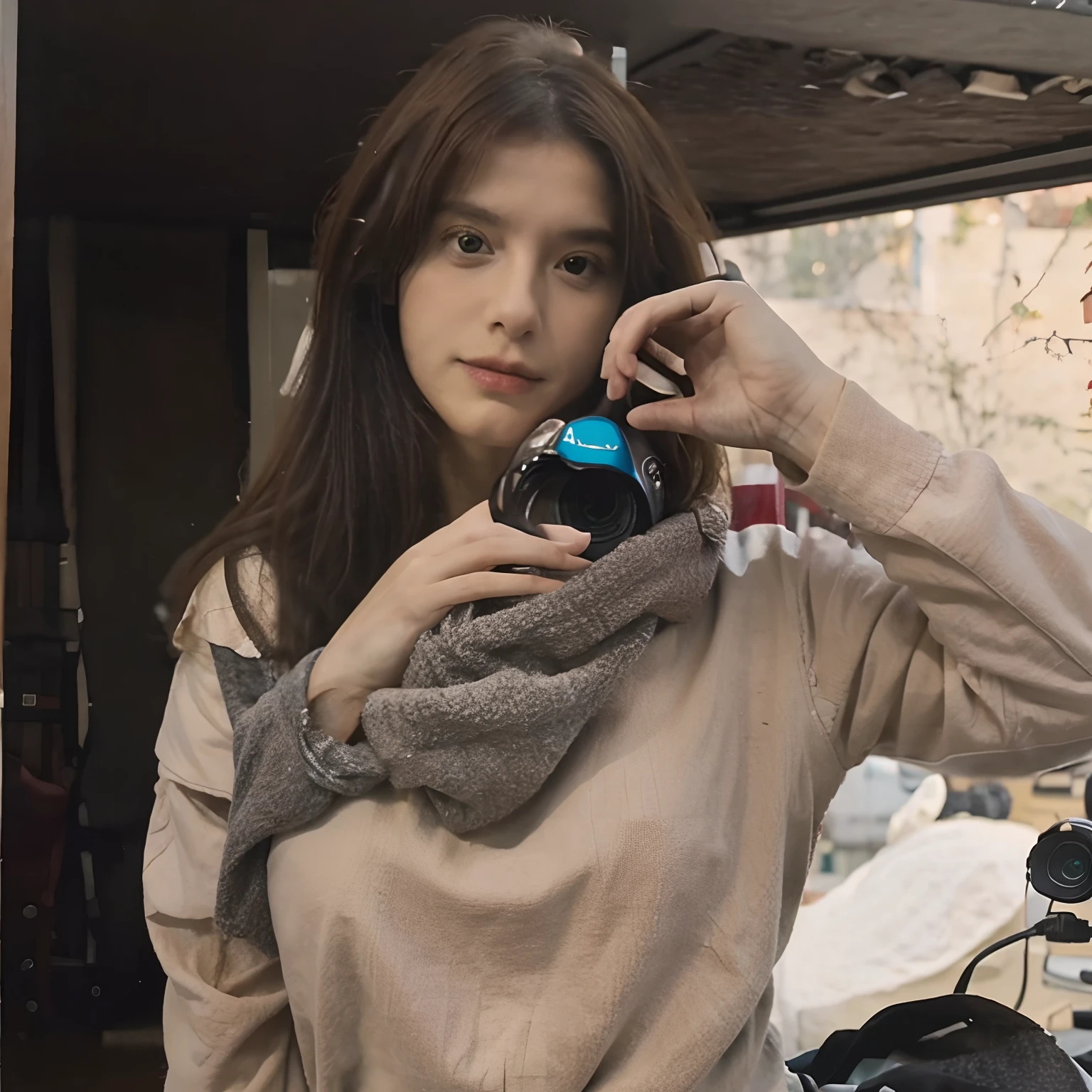 Linda, fotorrealista, seios grandes, sem roupas, dentro de uma casa.