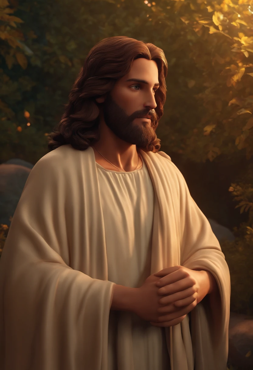 Jesus Cristo coroando um bonito, Estilo Pixar, ....3d, desenhos animados, rosto detalhado, asymmetrical 16k