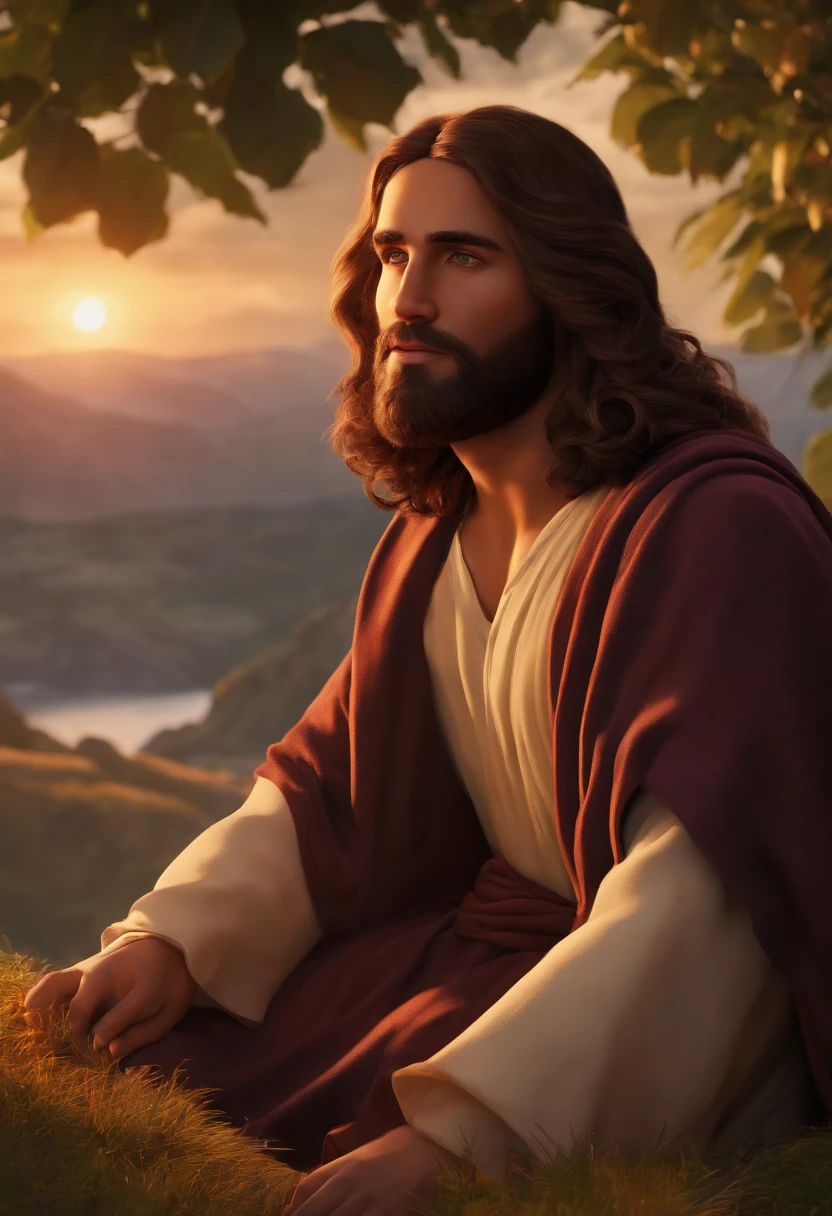 Jesus Cristo coroando um bonito, Estilo Pixar, ....3d, desenhos animados, rosto detalhado, asymmetrical 16k