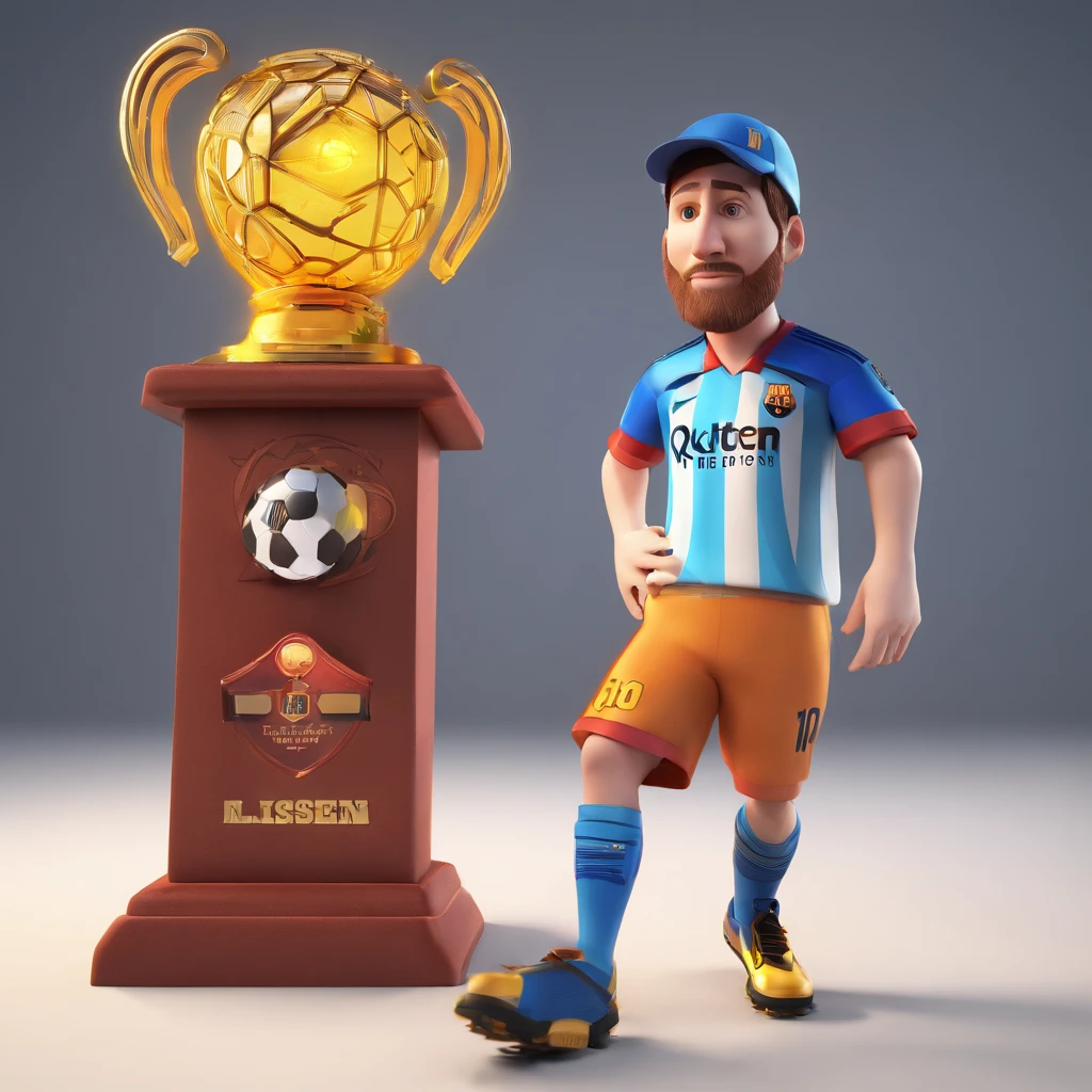 Football star Lionel Messi，Wearing a miner's hat，Wear a jersey，Stand in front of the mine，Lighting a gas lamp