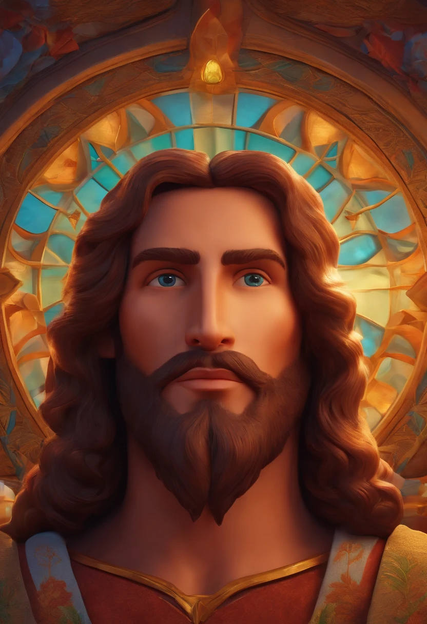 Jesus Cristo coroando um , Estilo Pixar, ....3d, desenhos animados, rosto detalhado, asymmetrical 16k