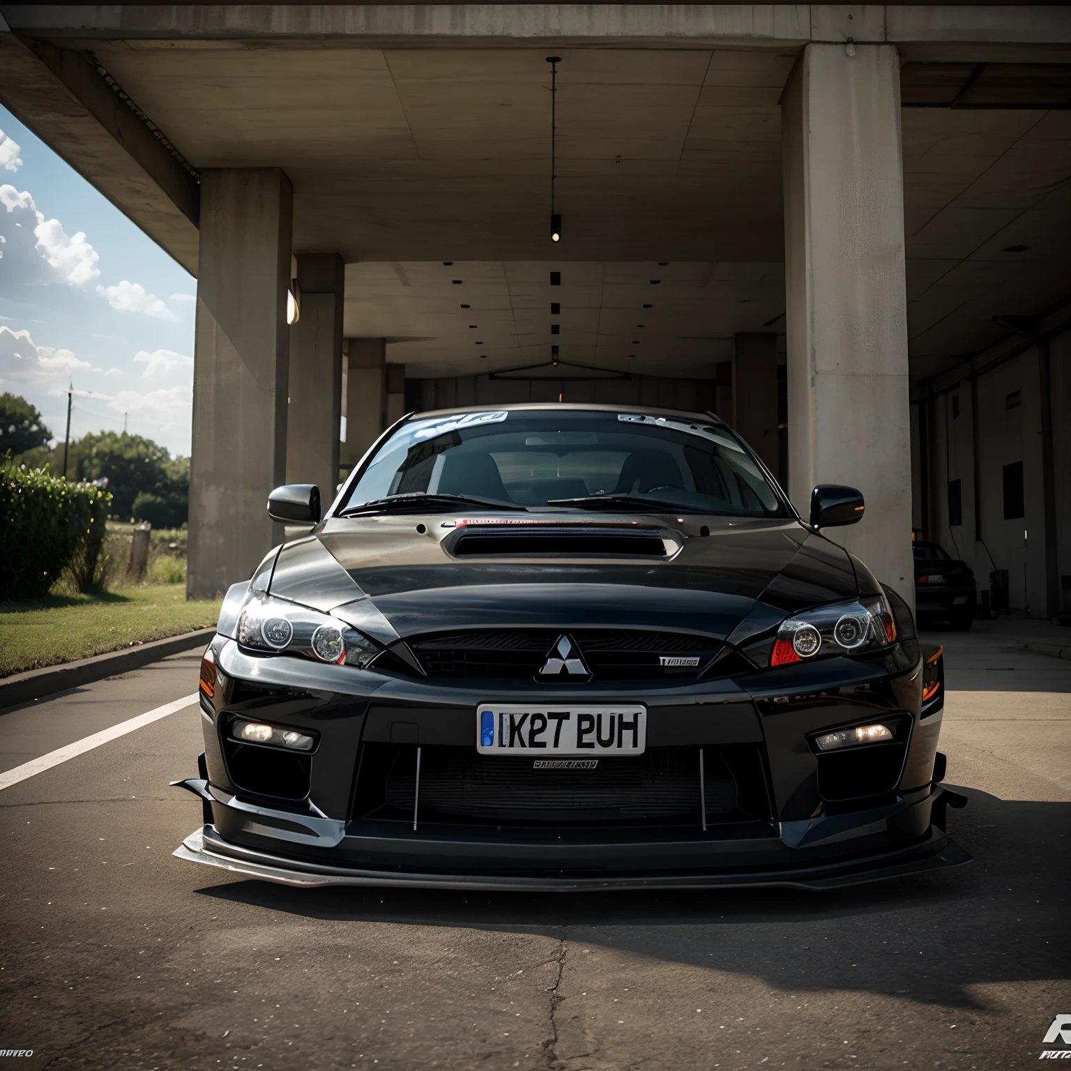 two  widebody Mitsubishi Evo nine