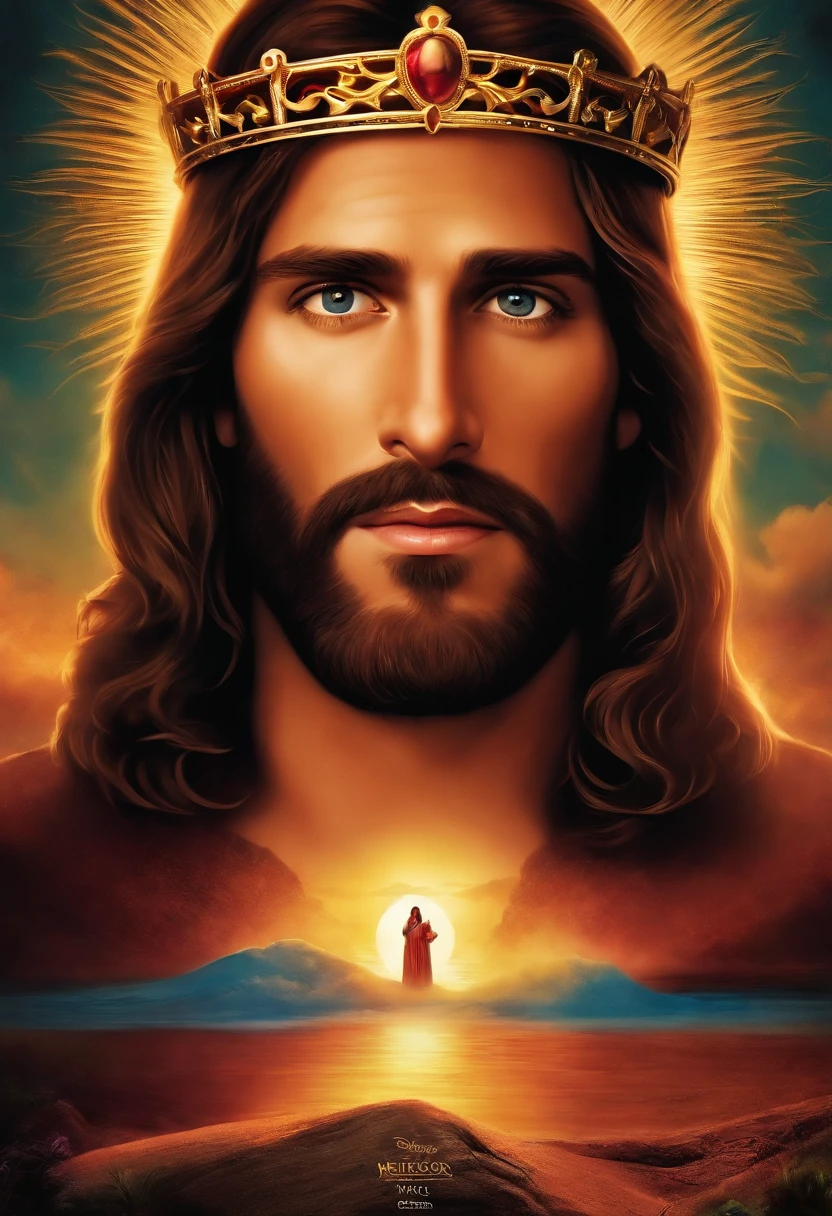 Poster Jesus Cristo, mostrando uma coroa, Estilo Disney Pixar, alta qualidade, melhor qualidade
