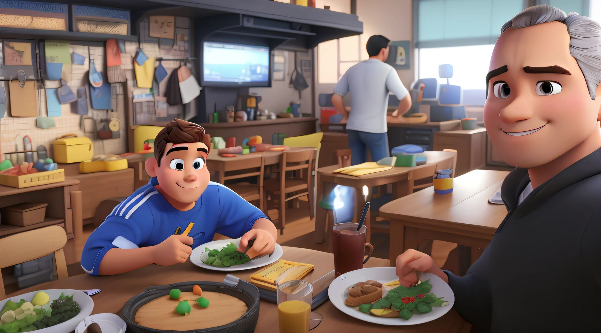 um homem e um menino estilo disney pixar, alta qualidade, melhor qualidade
