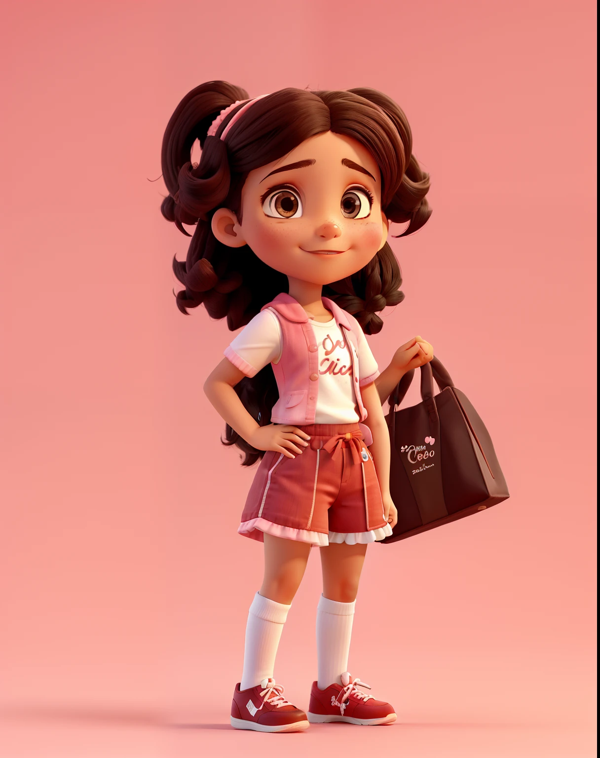 1girl, sozinho, pele clara, cabelo castanho longo, olhos castanhos, usando uma roupa rosa e fazendo doces e chocolates