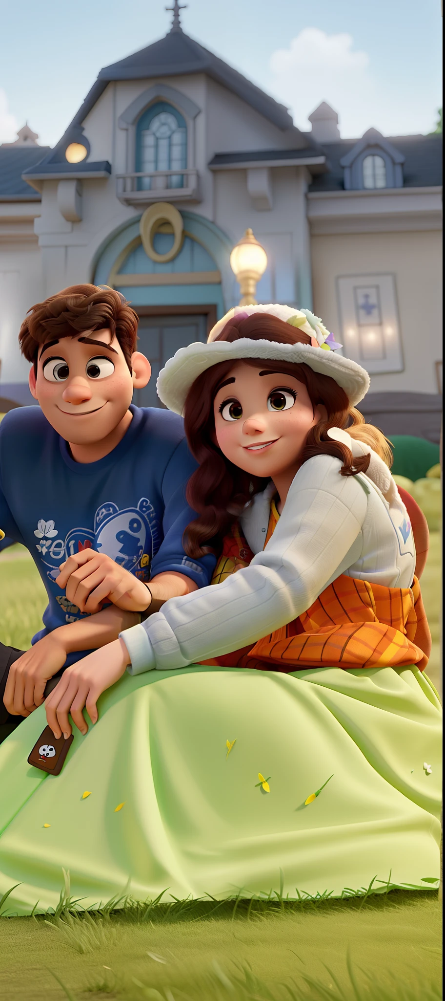 Um casal parado na frente, Disney pixar melhor qualidade muita qualidade