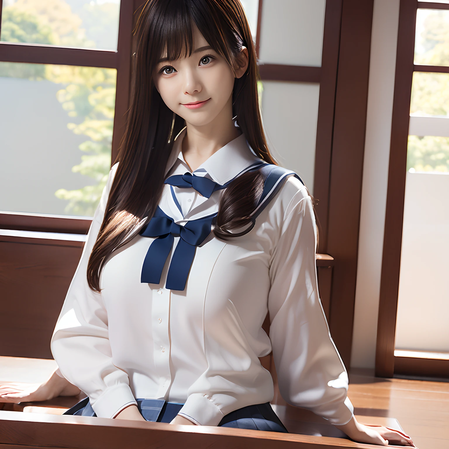 ((japanse beatiful girl:1.3)) ((school uniforms:1.4)) ((panty shot:1.5)) ((high school)),((dark blue skirt:1.3)) ((in the class room:1.3)) ((thin_fabric:1.4)) ((random sexy pose:1.3)) ((sweaty:1.5))((face is flushed:1.4)) ((big breasts:1.4)) ((close-up:1.2)) best quality,masterpiece,ultra high res,(photorealistic:1.4),raw photo,(Authentic skin texture:1.3),(film grain:1.3),panorama,character portrait,very wide shot,narrow waist,cowboy shot,(in the dark, deep shadow, low key, cold light,) night,(()),streaming tears,,dust,Tyndall effect,(expression),1girl,beautiful detailed eyes and face,white jabot,brown eyes,((brown hair:1.2)) ((full body:1.3)) ((smile:1.3))
