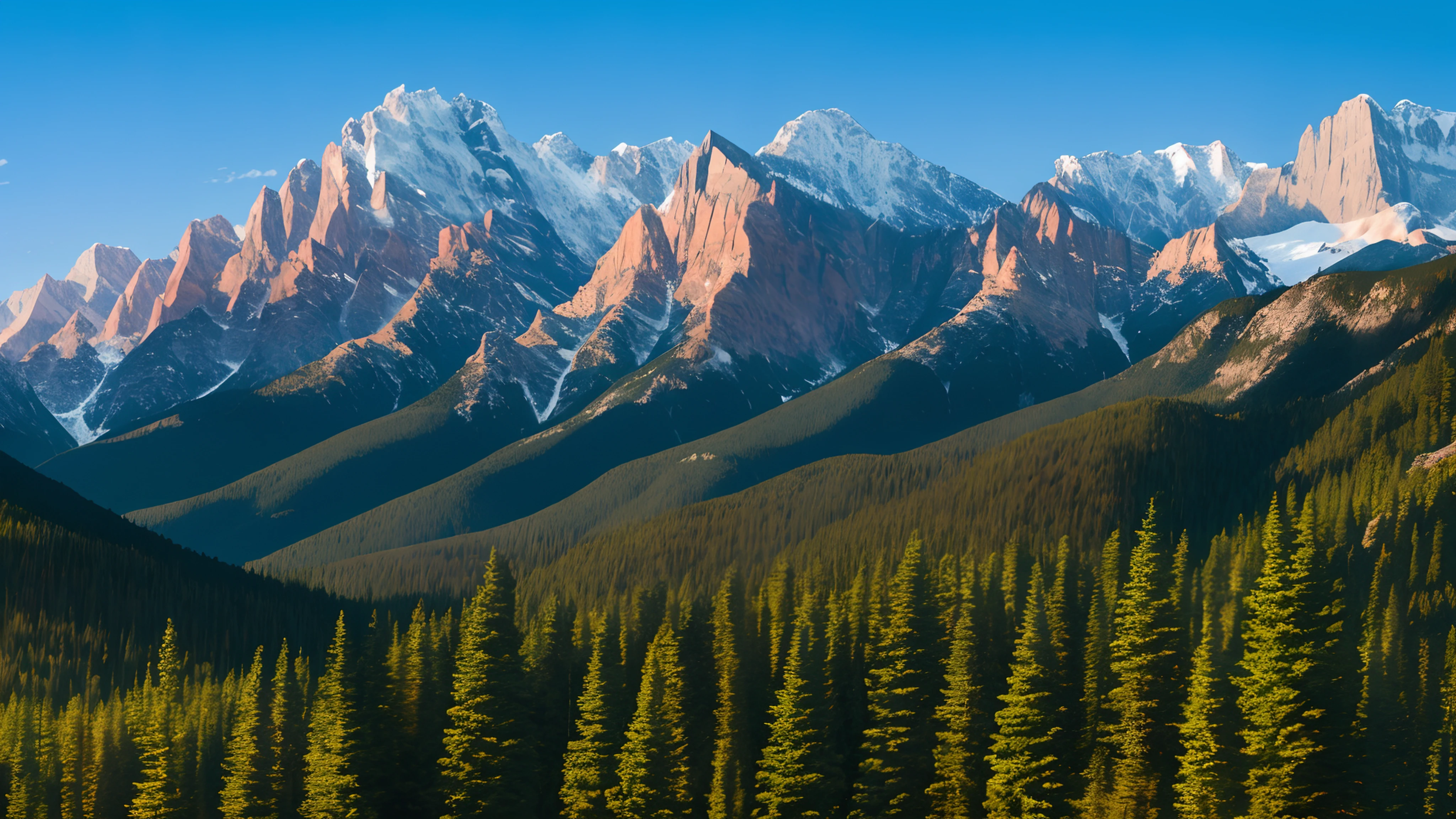 Rockies with pine trees view